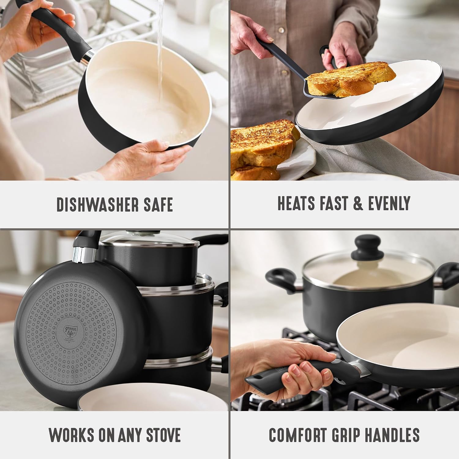 GreenLife 16 Piece Ceramic Nonstick Pots & Pans Cookware Set, Turquoise | PFAS-Free Ceramic Nonstick, Stockpot, Frying Pans, Saucepans, Sauté Pan, Stay-Cool Handles, Dishwasher & Oven Safe up to 350F