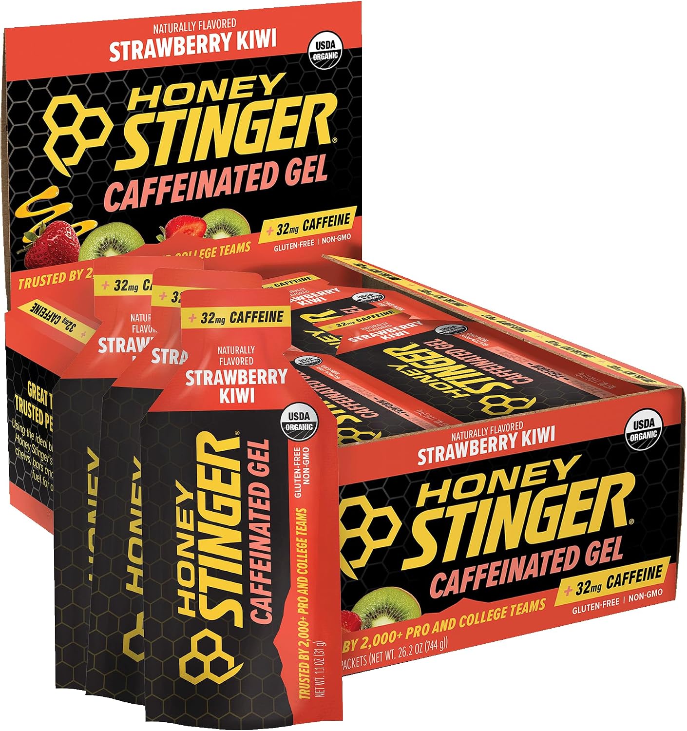 Honey Stinger Gold Energy Gel, Gluten Free & Caffeine Free, for Exercise, Running and Performance, Sports Nutrition for Home & Gym, Pre and Mid Workout, 24 Pack, 26.4 Ounce | sports-nutrition-endurance-and-energy-chews