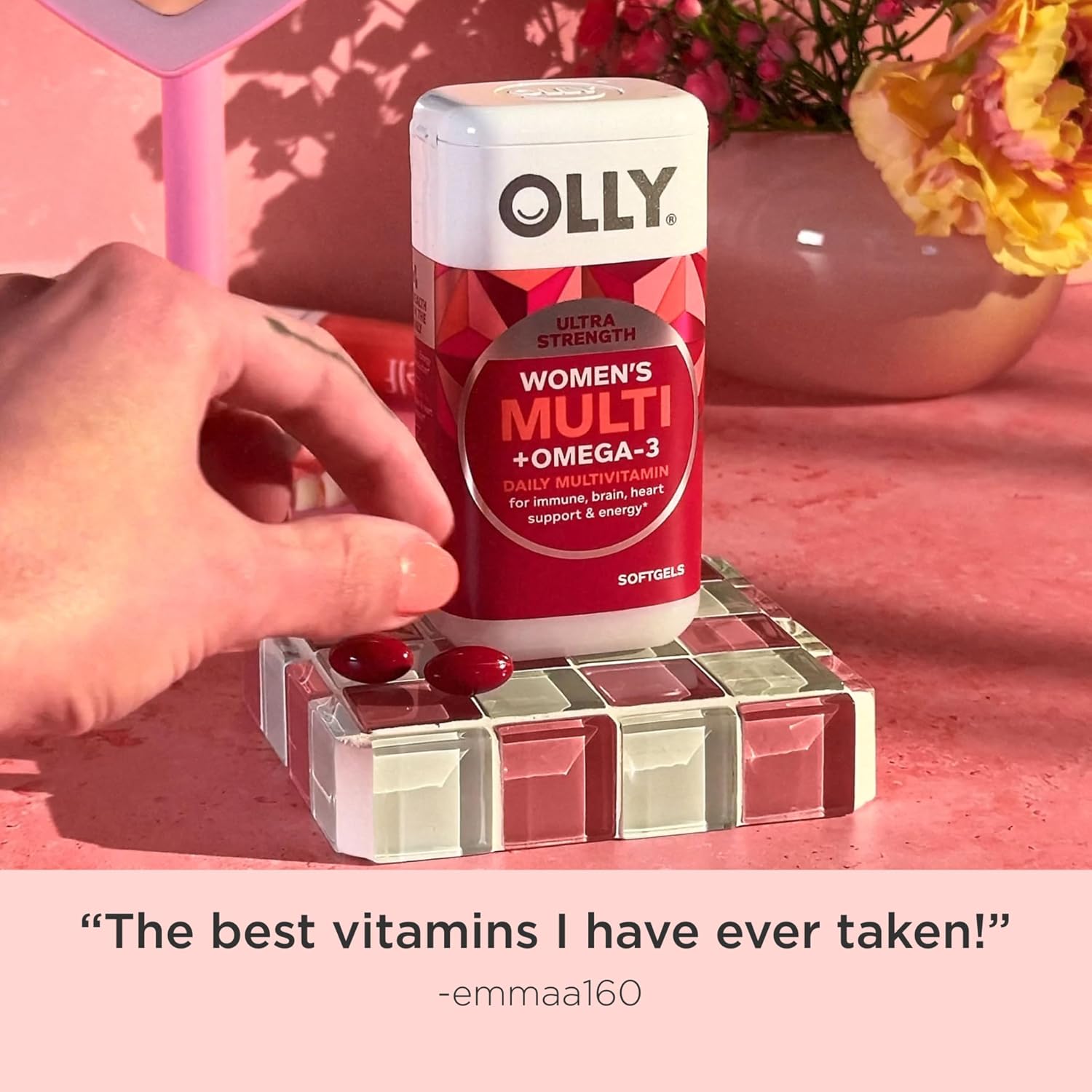 OLLY Ultra Strength Women's Multivitamin Softgels, Omega-3s - 60 Count