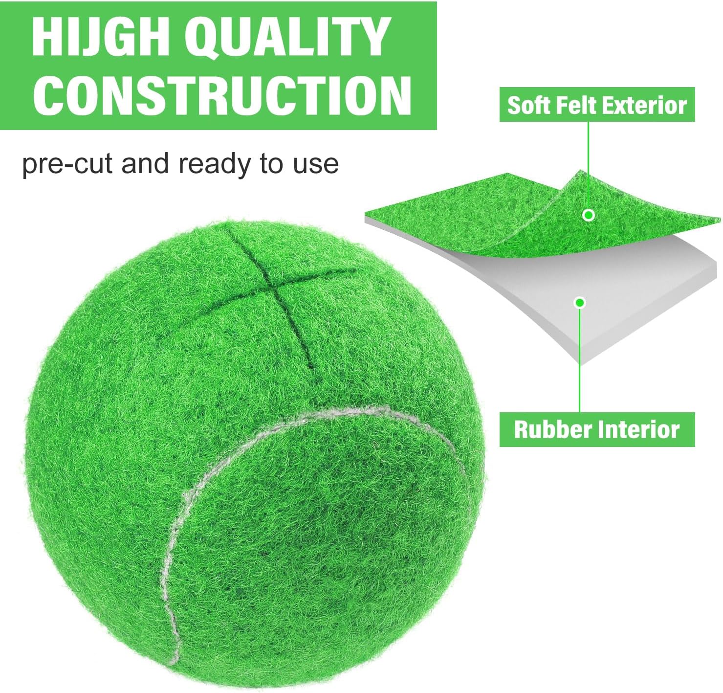 URBEST Walker Tennis Balls 4pcs Precut Heavy Duty Tennis Balls for Walkers