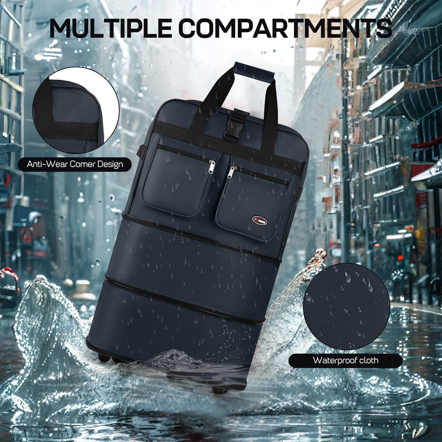 40'' Expandable Rolling Duffel Bag Suitcases w/Wheels,Foldable Luggage Bag