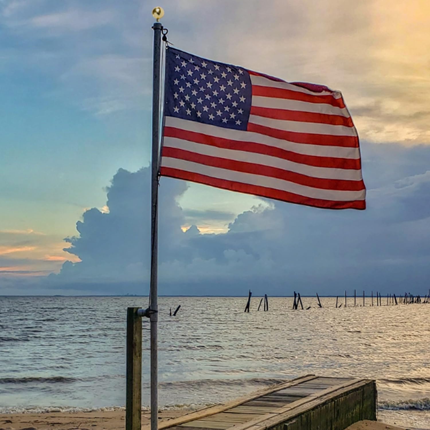 American Flag Made in USA | American Flags for Outside 3X5 | Premium US Flag 3X5 Heavy Duty Outdoor with Embroidered Stars and Sewn Stripes.