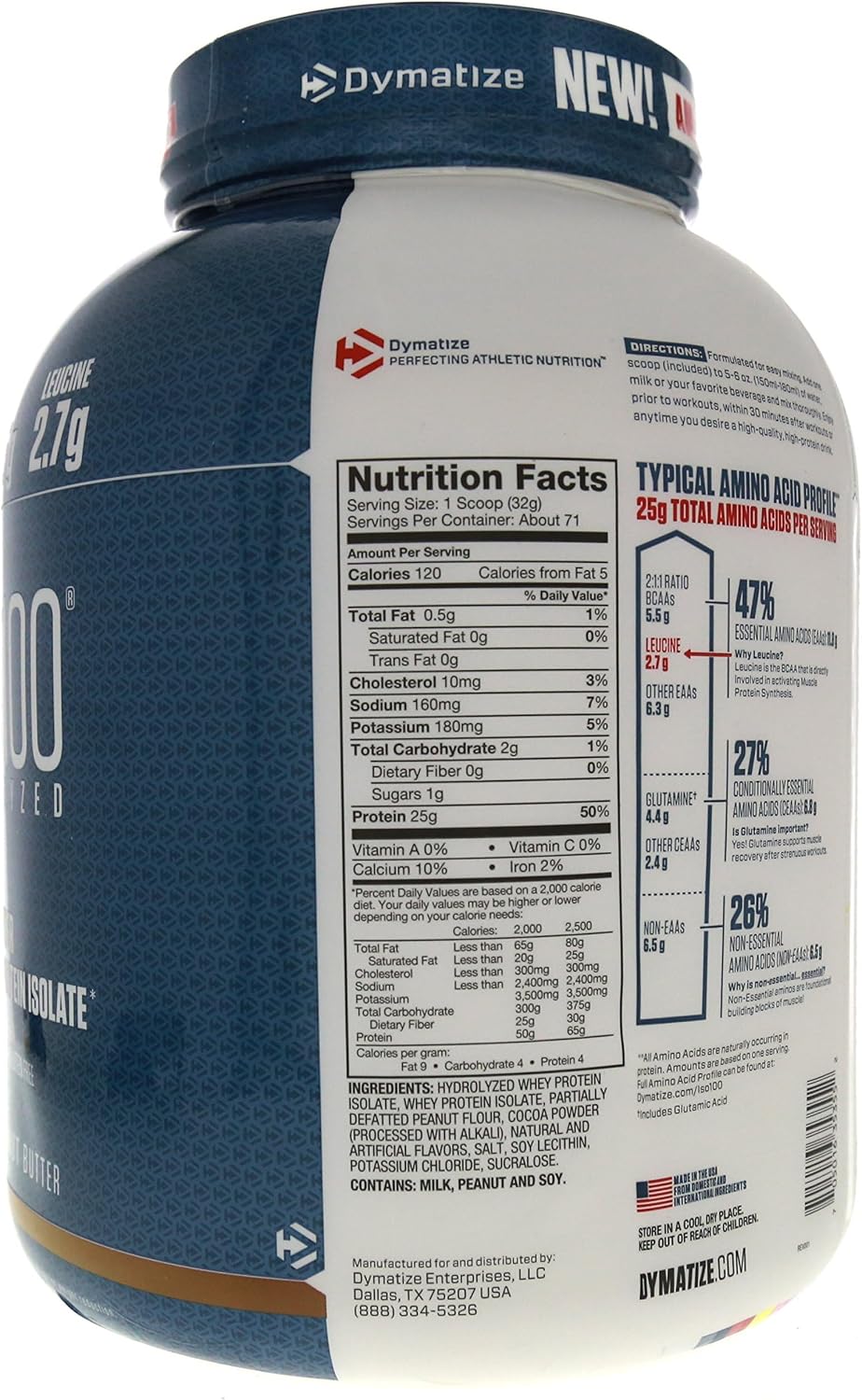 Dymatize ISO100 Protein Powder, 100% Whey Isolate, Gourmet Chocolate | 25g Protein, Hydrolyzed, Fast-Absorbing, Supports Muscle Health, 5.5g BCAAs, Gluten-Free, 76 Servings, 5 lb