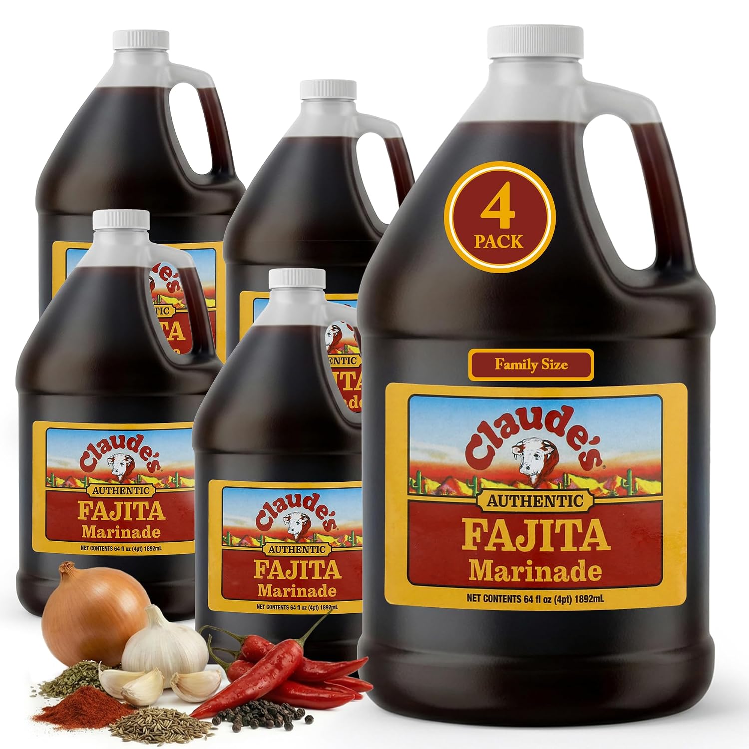 Claude's BBQ Brisket Marinade Sauce, Gluten Free Texas Style, 128 oz | Restaurant-size gallon of smoky Texas tenderizing brisket marinade - all natural & gluten free.