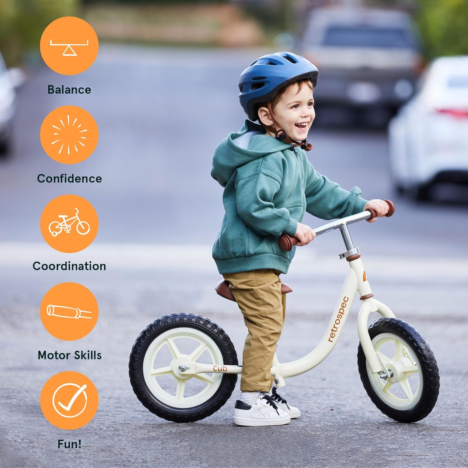Retrospec Cub Toddler Balance Bike for Ages 18 Months - 3 Years - 12in No-Pedal Beginner Bicycle with Adjustable Seat