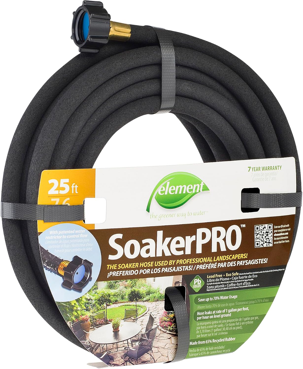 Element SoakerPRO Soaker Hose, 75' Length, 3/8" Diameter, Black