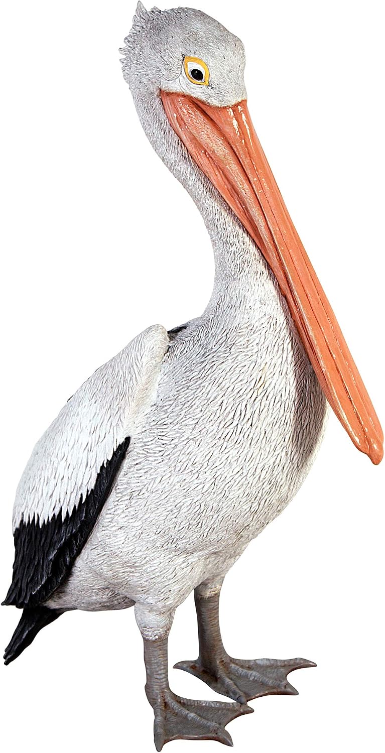Design Toscano Coastal Decor Ocean's Perch Pelicans Garden Bird Statue, 9 Inch Wide, 24 Inch Tall, Cast Stone Resin, Full Color Finish