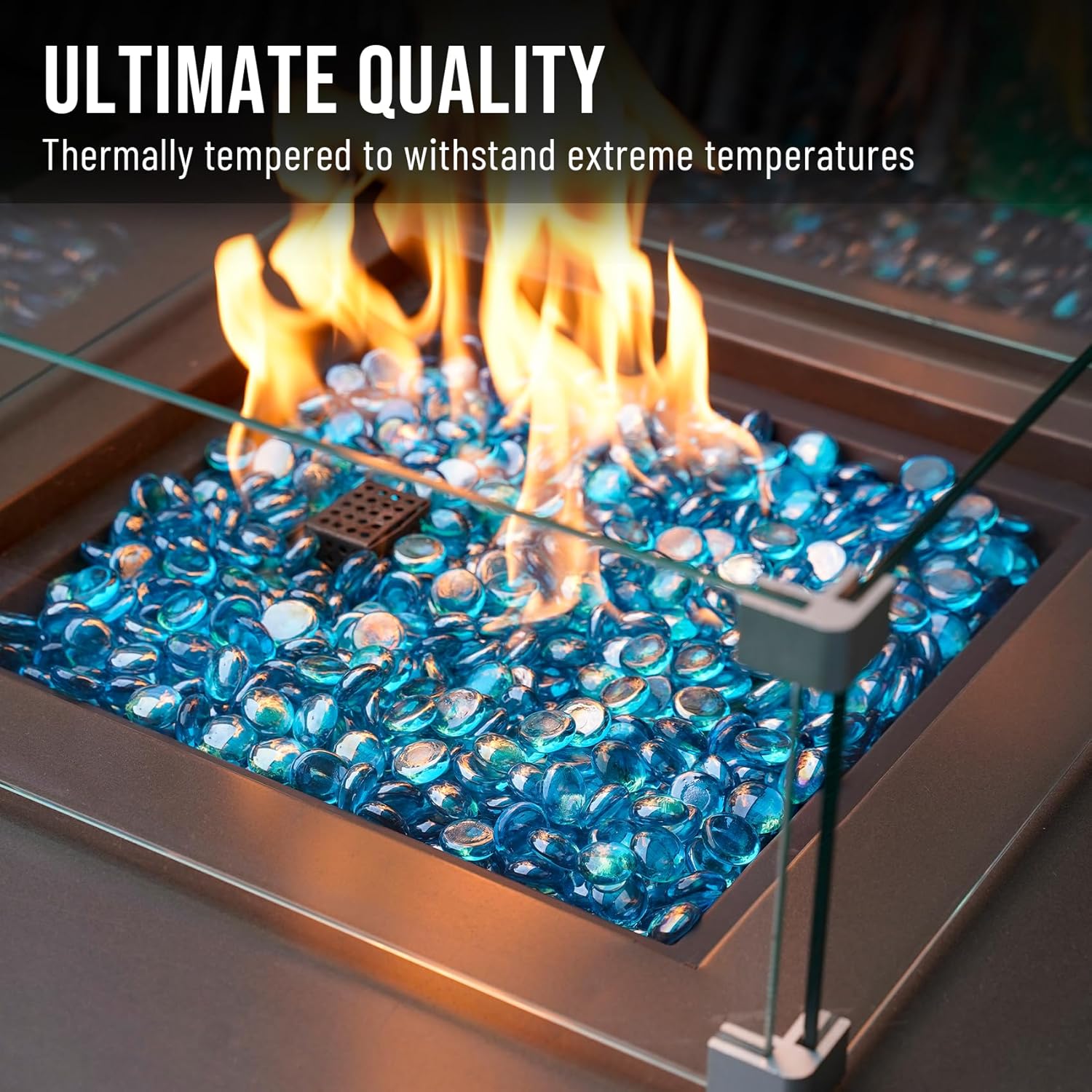 Skyflame 10-Pound Fire Glass Beads for Fire Pit Fireplace, Onyx Black