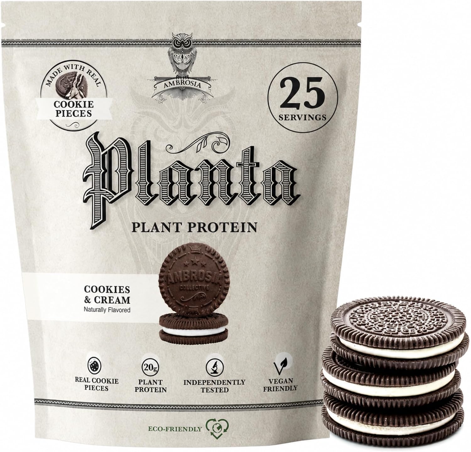 Ambrosia Plant Based Protein Powder 20g | Clean Vegan Pea Protein Powder | Gluten & Dairy Free, Keto Friendly, No Added Sugar | 25 Servings | Banana Maple