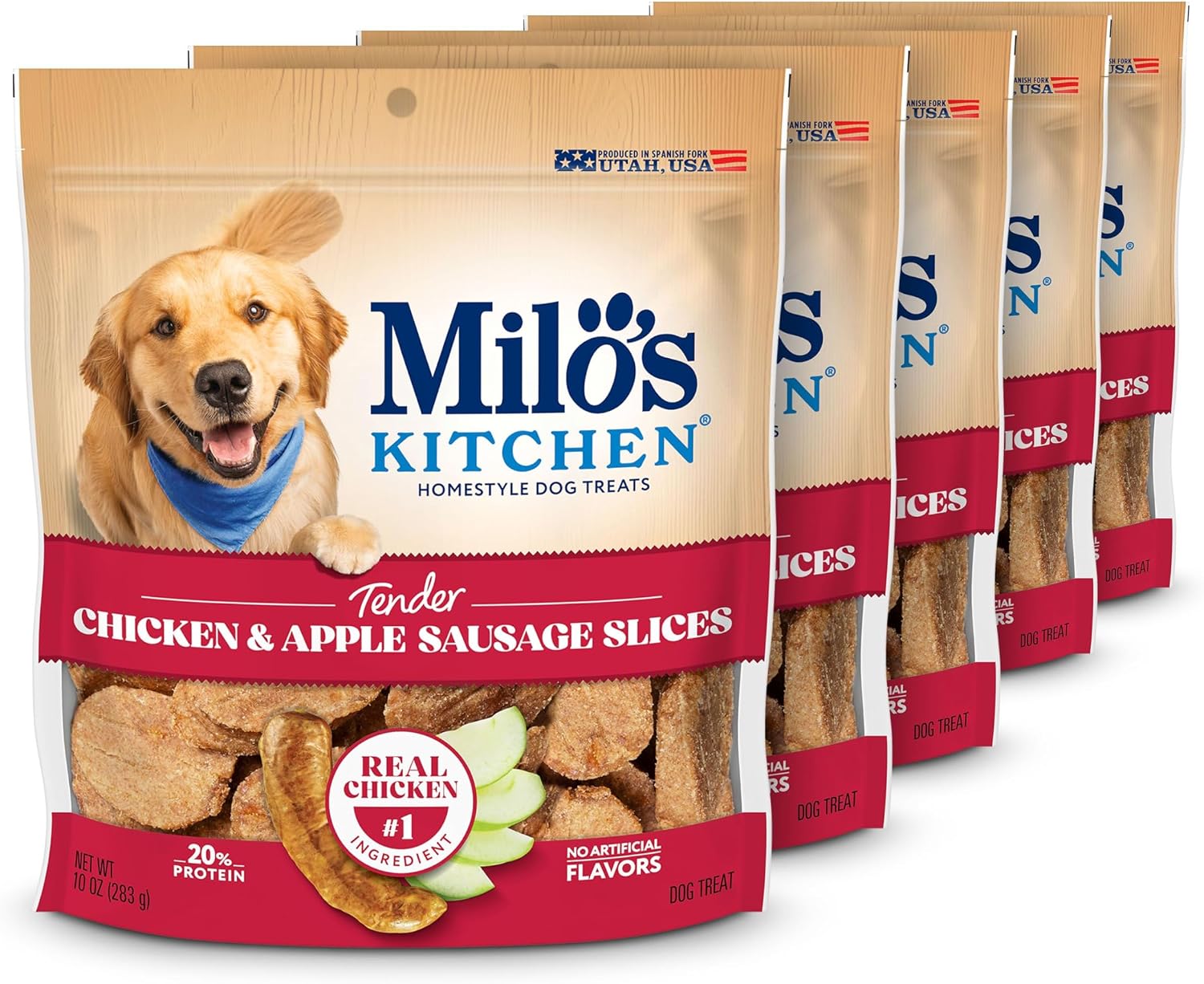 Milo’s Kitchen Chicken & Apple Sausage Slices Dog Treats, 18 Oz. Bag