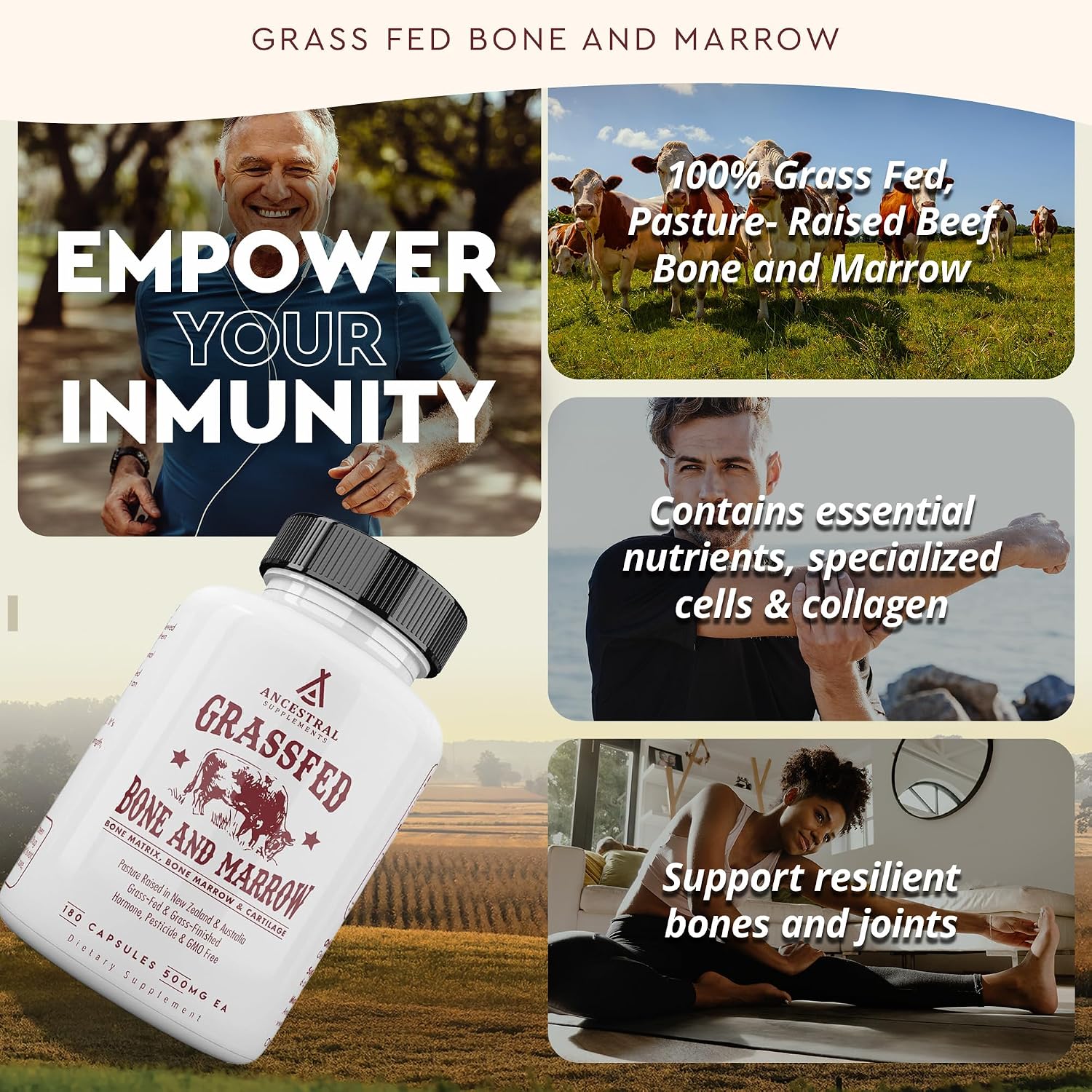 Ancestral Supplements Grass Fed Beef Prostate Supplement with Liver, 180 Ct | Supports prostate wellness alongside liver cleanse detox, promoting men's overall health and vitality.