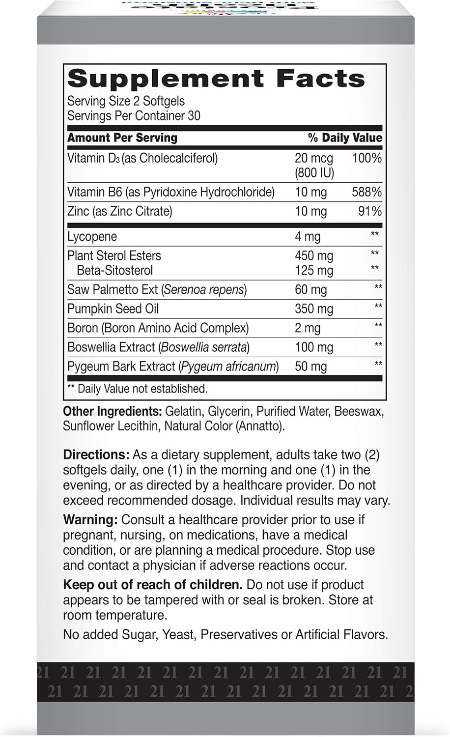 21st Century Prostate Health with Beta-Sitosterol 125mg