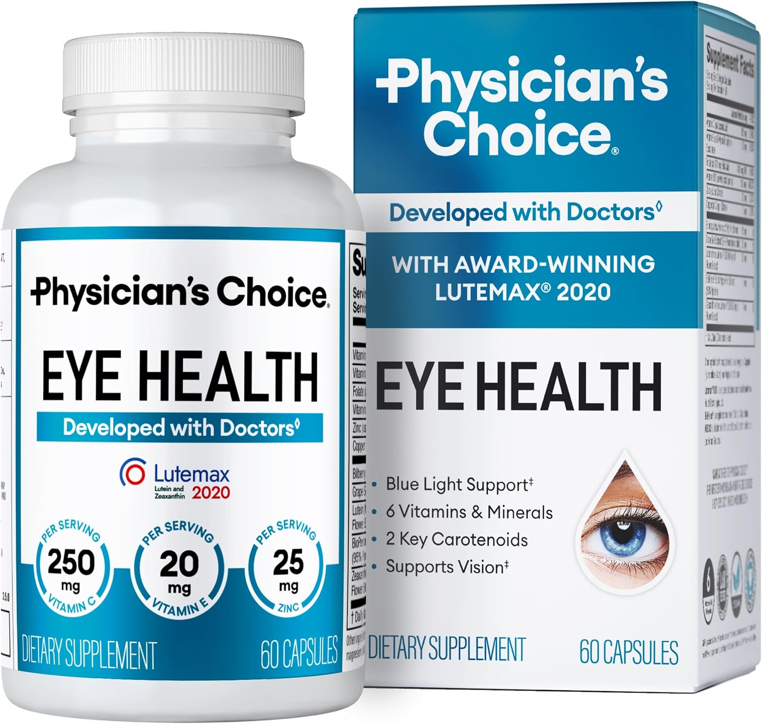 Physician's Choice Eye Health - Lutein, Zeaxanthin & Bilberry Extract - Supports Eye Strain, Dry Eyes