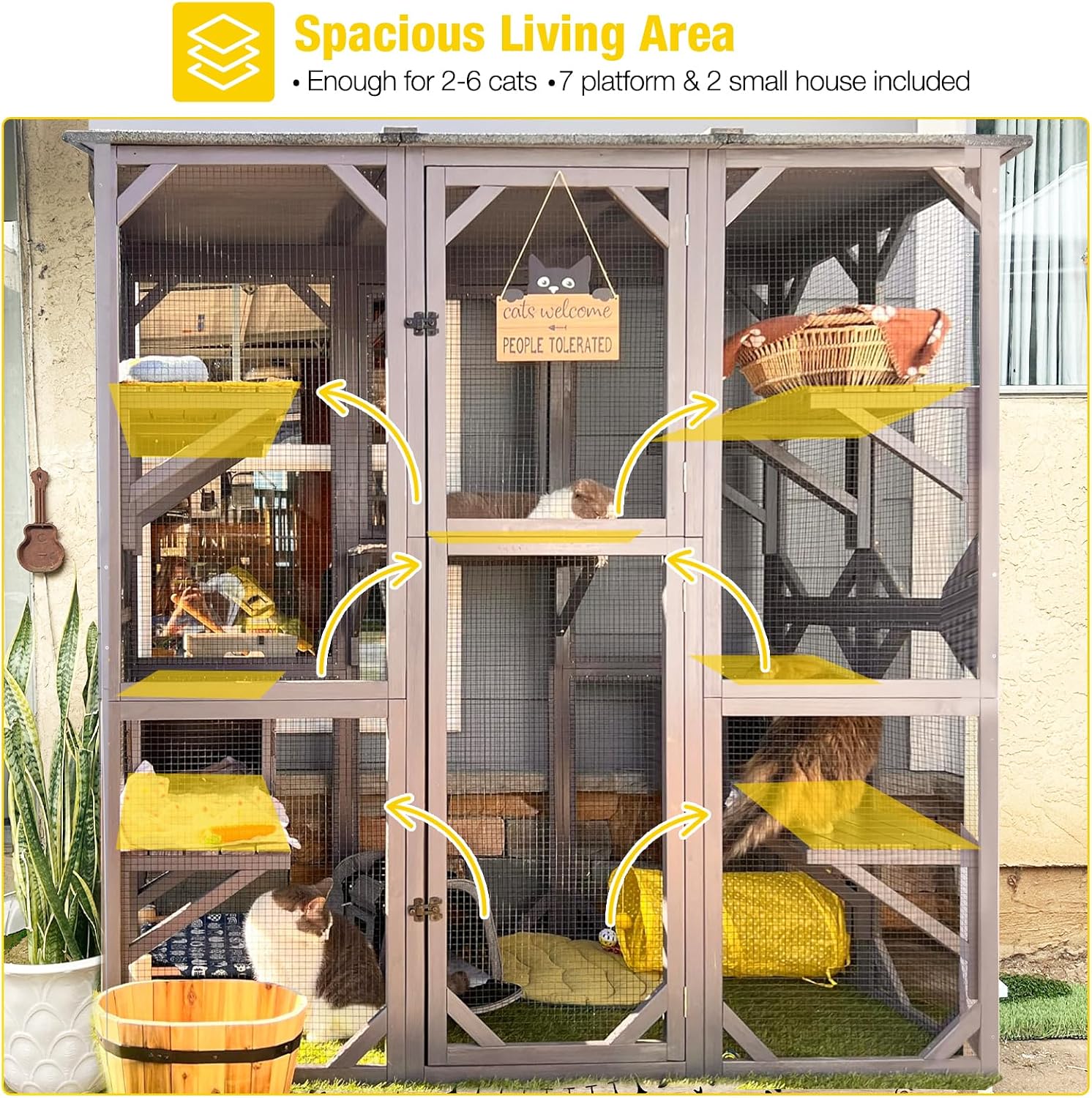 Aivituvin Extra Large Window Catio 5-Level Outdoor Cat Enclosure with Cover