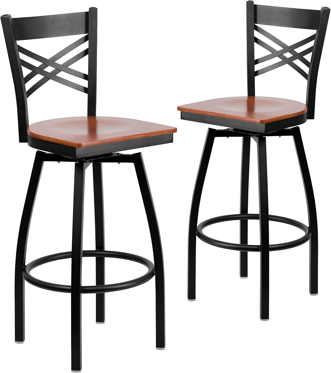 Flash Furniture Hercules Series "X" Back Metal Restaurant Barstool, Modern Upholstered Armless Bar Height Chair for Restaurants and Kitchens, Black | X Back Style, Vinyl Upholstery, Durable Construction, Commercial Use
