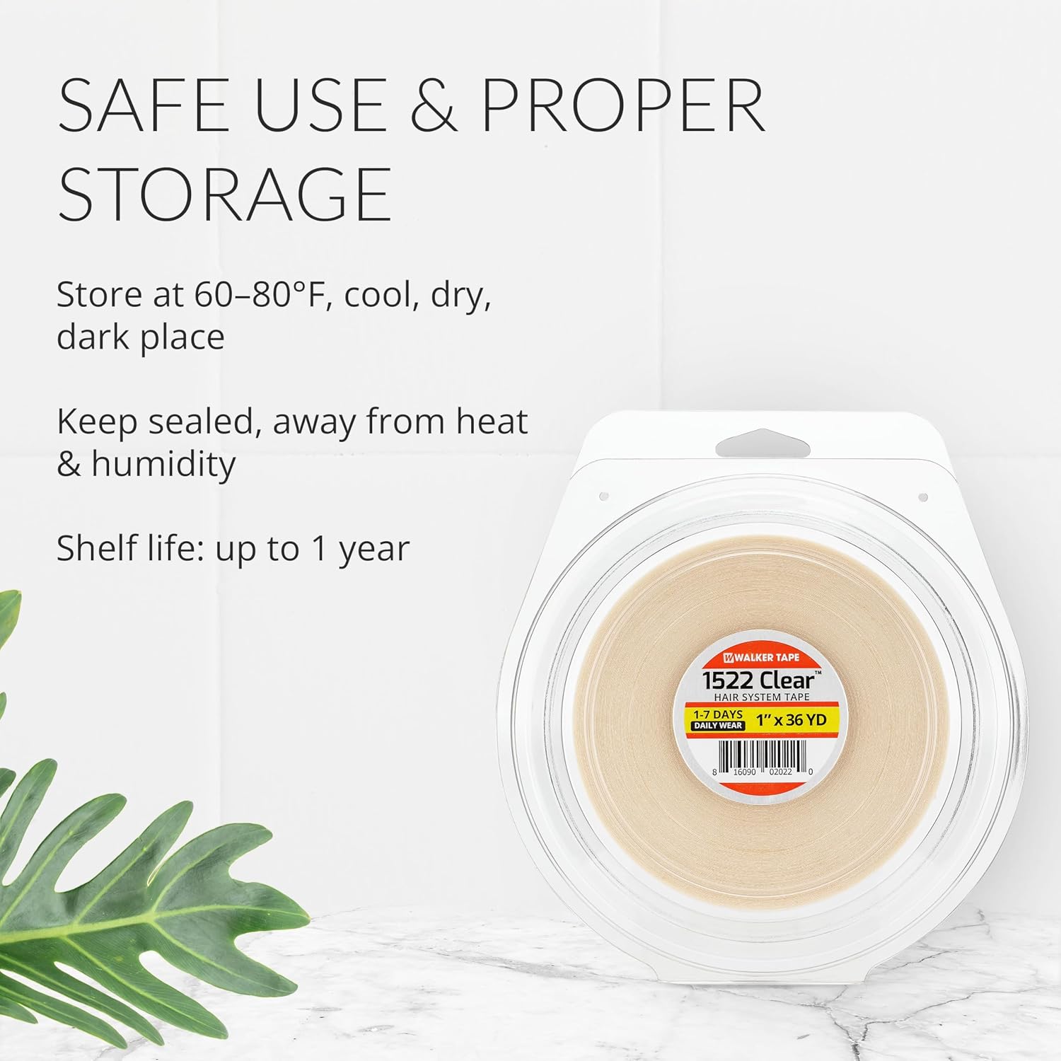 Walker Tape 1522 Clear Roll 3/4 x 36 Yards for Wig Installs, Lace Systems, Toupee Applications, Hair Tape Prep and Adhesive Strips Use Offering Hypoallergenic Comfort, Daily Wear Hold and Low Residue