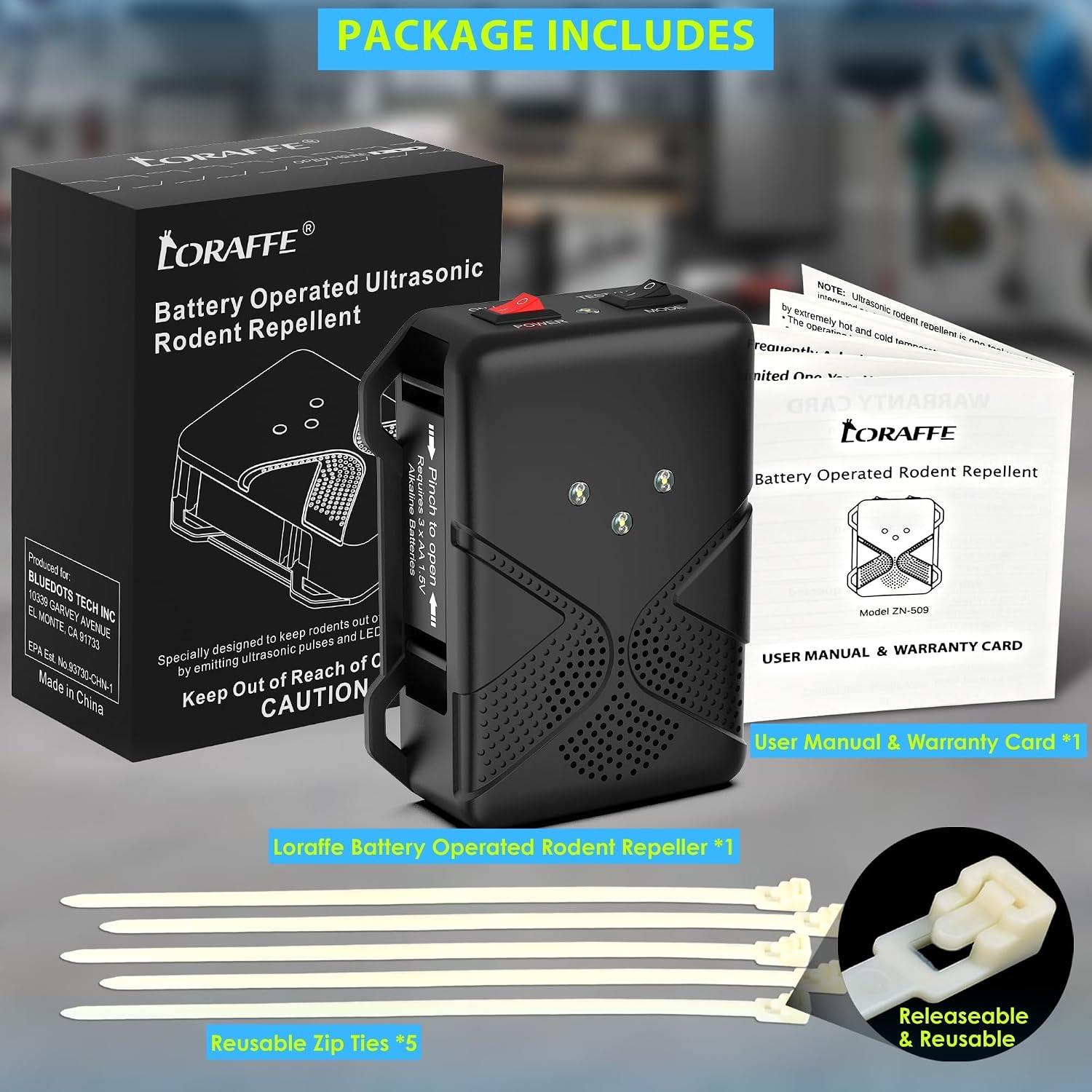 Battery Operated Ultrasonic Under Hood Rodent Repellent for Car Engines
