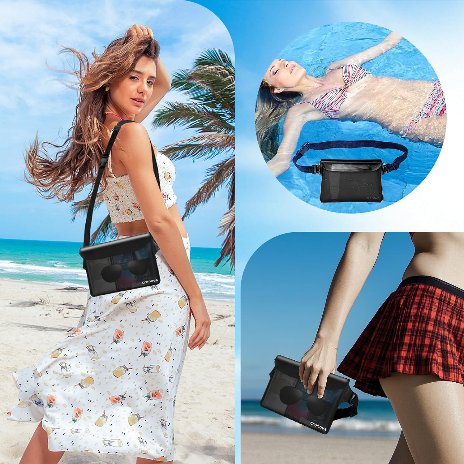 Waterproof Bag Fanny Packs for Women, Cruise Vacation Essentials Waterproof Pouch for Phone Passport Purse, Floating Dry Bags for Beach Water Park Boating Fishing Diving Surfing Kayaking Accessories | Floating, ideal for Beach, Boating & Kayaking, Durabl…