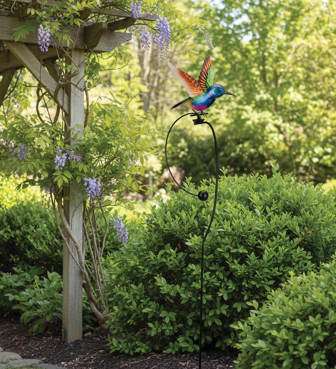 Regal Art & Gift Rocker Hummingbird Garden Stake, Kinetic Metal Yard Art