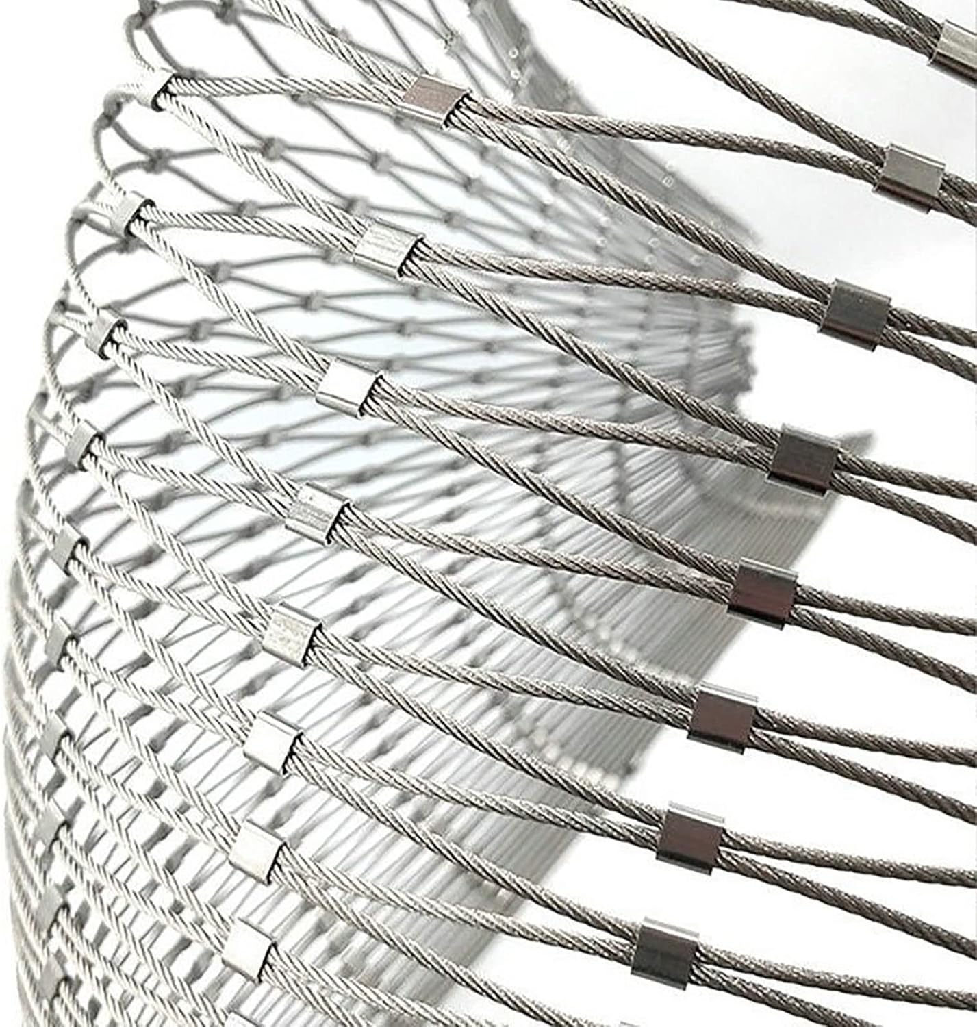 Stainless Steel Wire Rope Cable Mesh Netting, 3.3x6.6ft Balcony Protection Net, 10cm/2mm Garden Poultry Chicken Wire Netting, Durable Deer Fencing Net