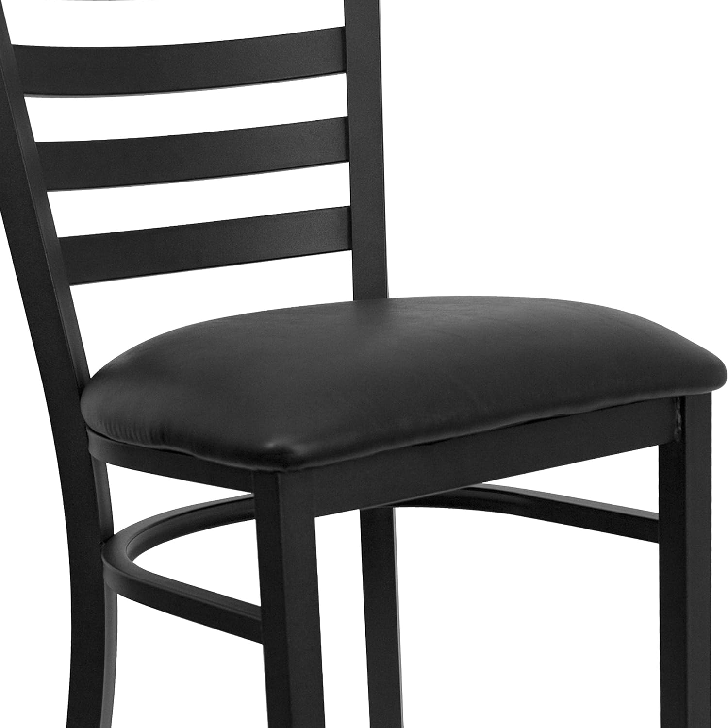 Flash Furniture Hercules Series Ladder Back Metal Restaurant Barstool, Modern Upholstered Armless Bar Height Chair for Restaurants and Kitchens, Black | Vinyl Upholstery, Durable Construction, Commercial Use