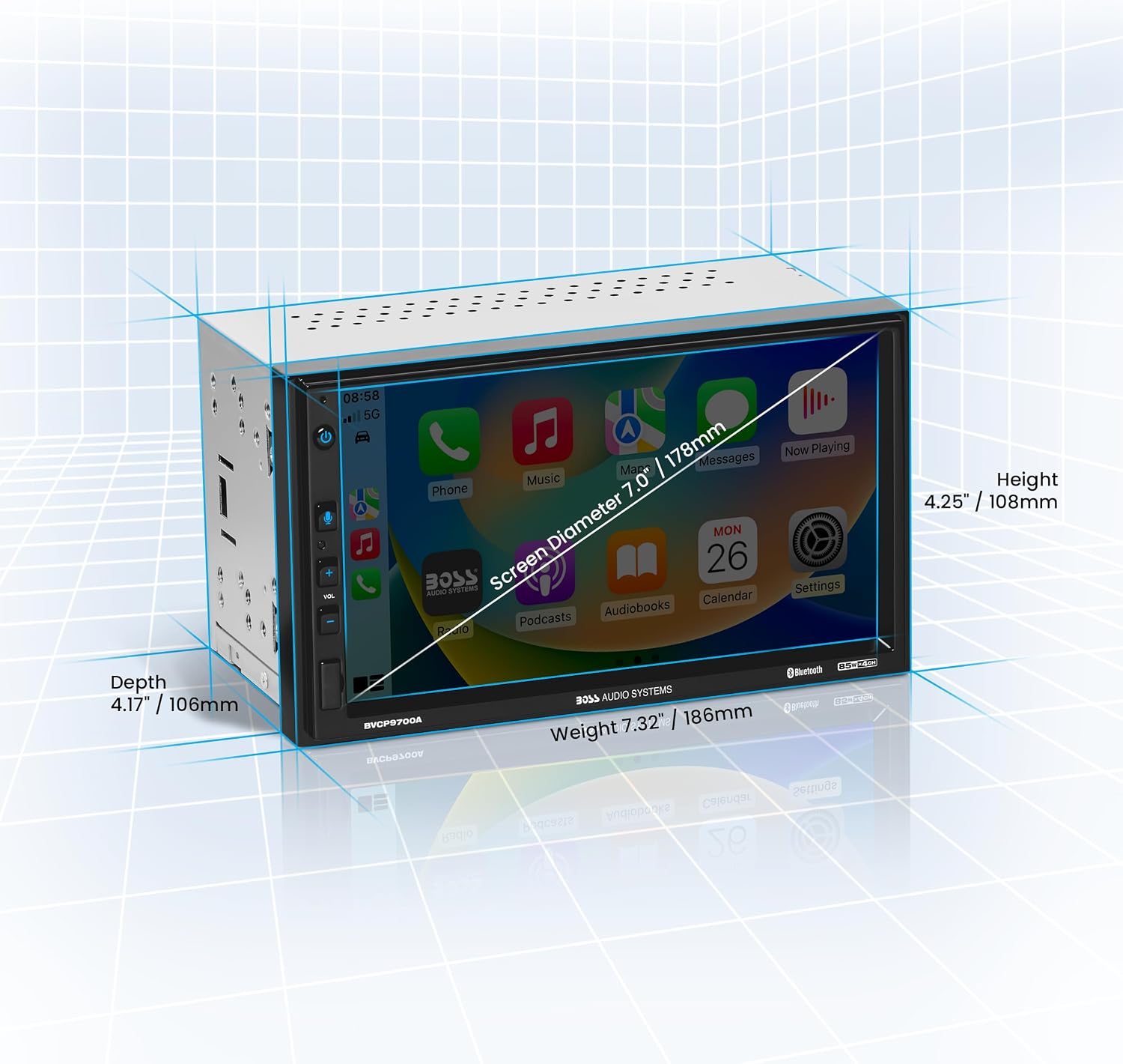 BOSS Audio Systems BVCP9700A CarPlay Android Car Stereo, 7 Inch Touchscreen