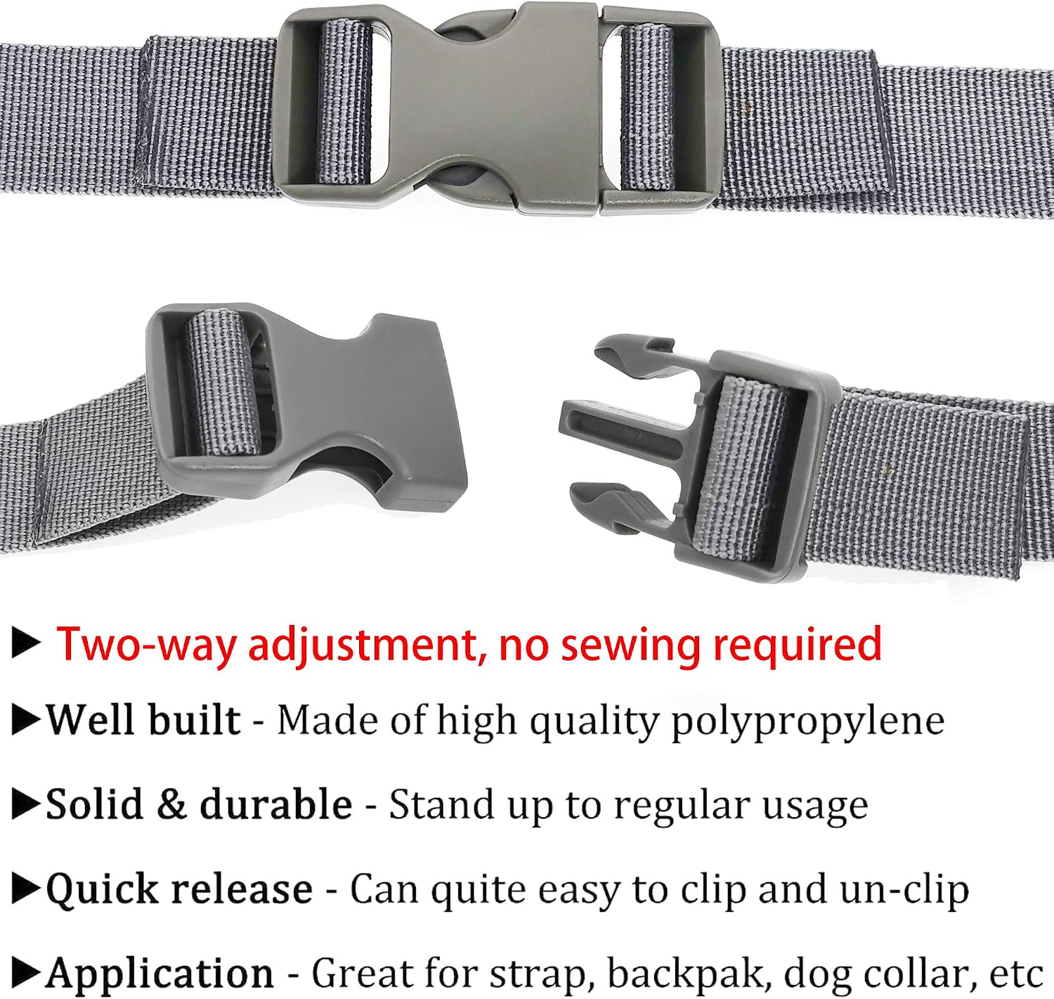 Buckle 1" Wide Inside, Quick Side Release Buckle for 1 inch/25mm Webbing Straps
