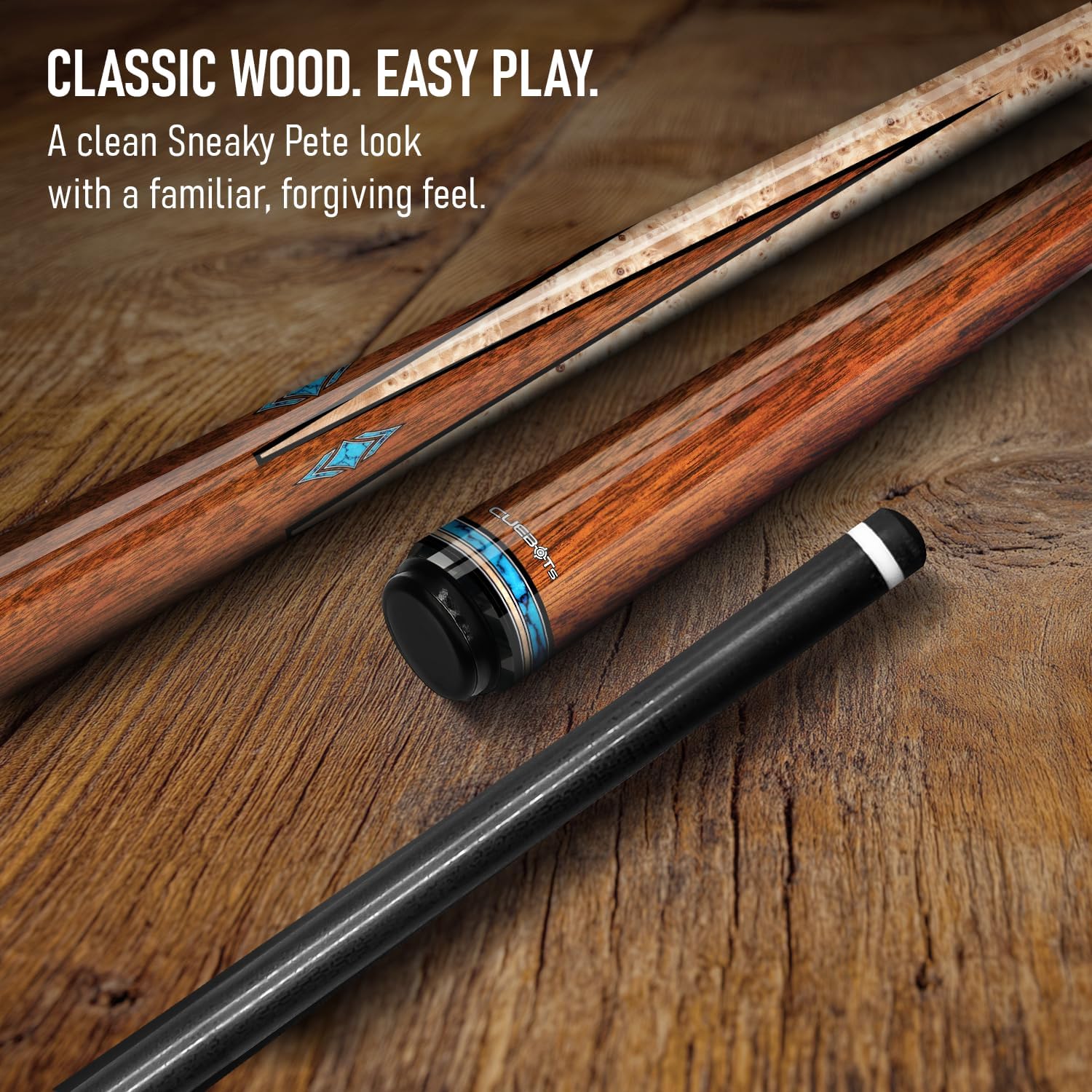 CUEBOTS Glass Fiber Cue, Glass Fiber House Cue Stick, Club Cue, Cue for Beginners, Durable Uni-QR, 3/8-10, 5/16-18 Joint, Long Lasting Glassfiber Shaft, 7-Layer Microfiber Tip
