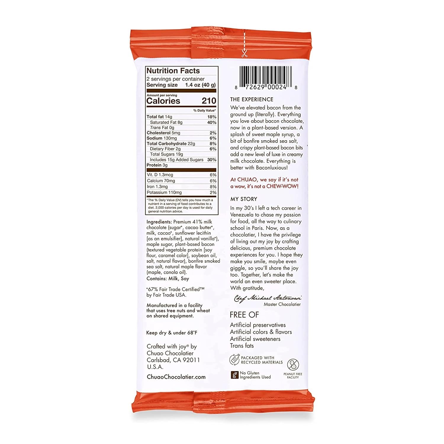 Chuao Chocolatier Salted Chocolate Crunch Dark Chocolate Mini Gourmet Chocolate Bar, 24-Ct. (0.39 oz. each)