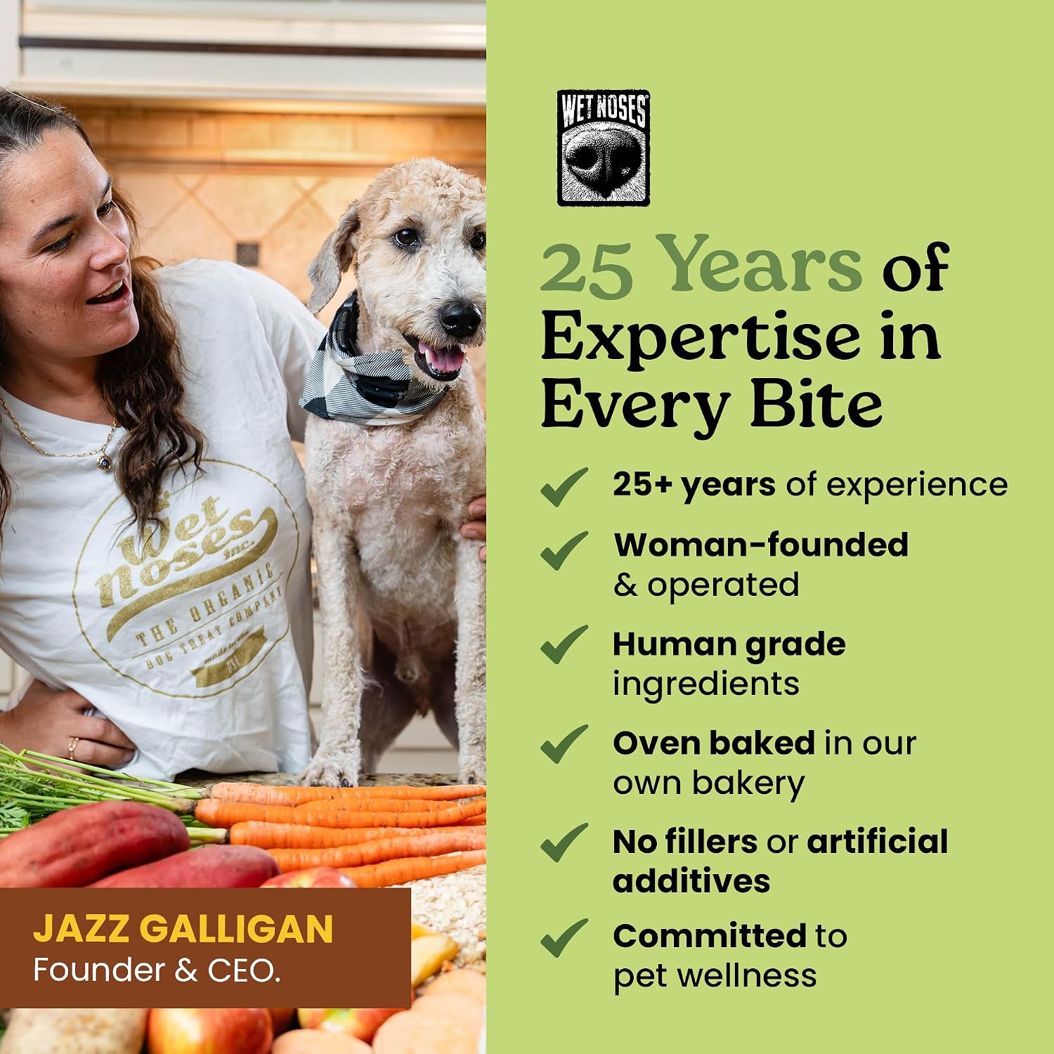 Wet Noses Organic Crunchy Dog Treats – All-Natural, Human-Grade, Non-GMO, Healthy Training & Delicious Snacks for Dogs
