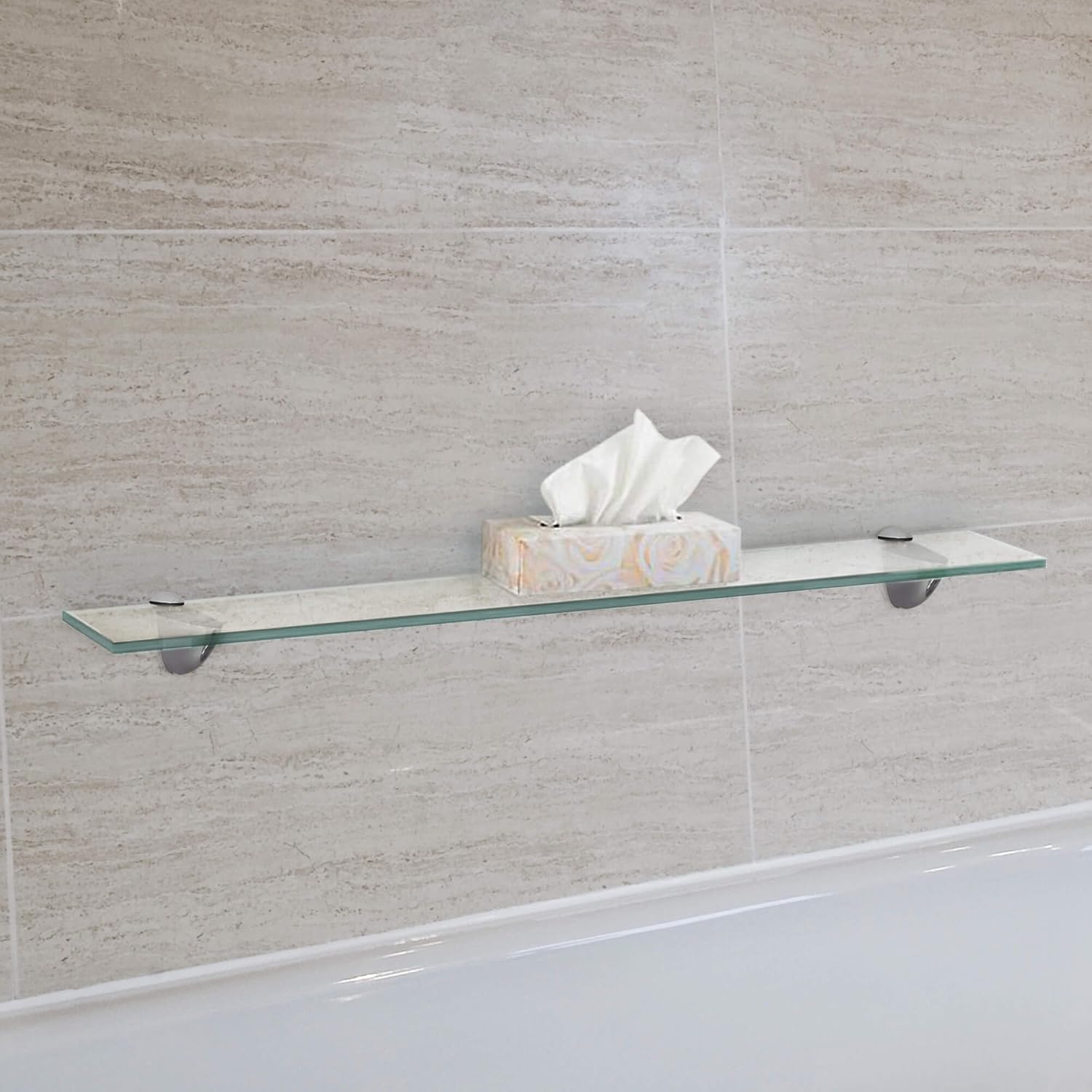 Fab Glass and Mirror Glass Shelf 8" X 30" Clear