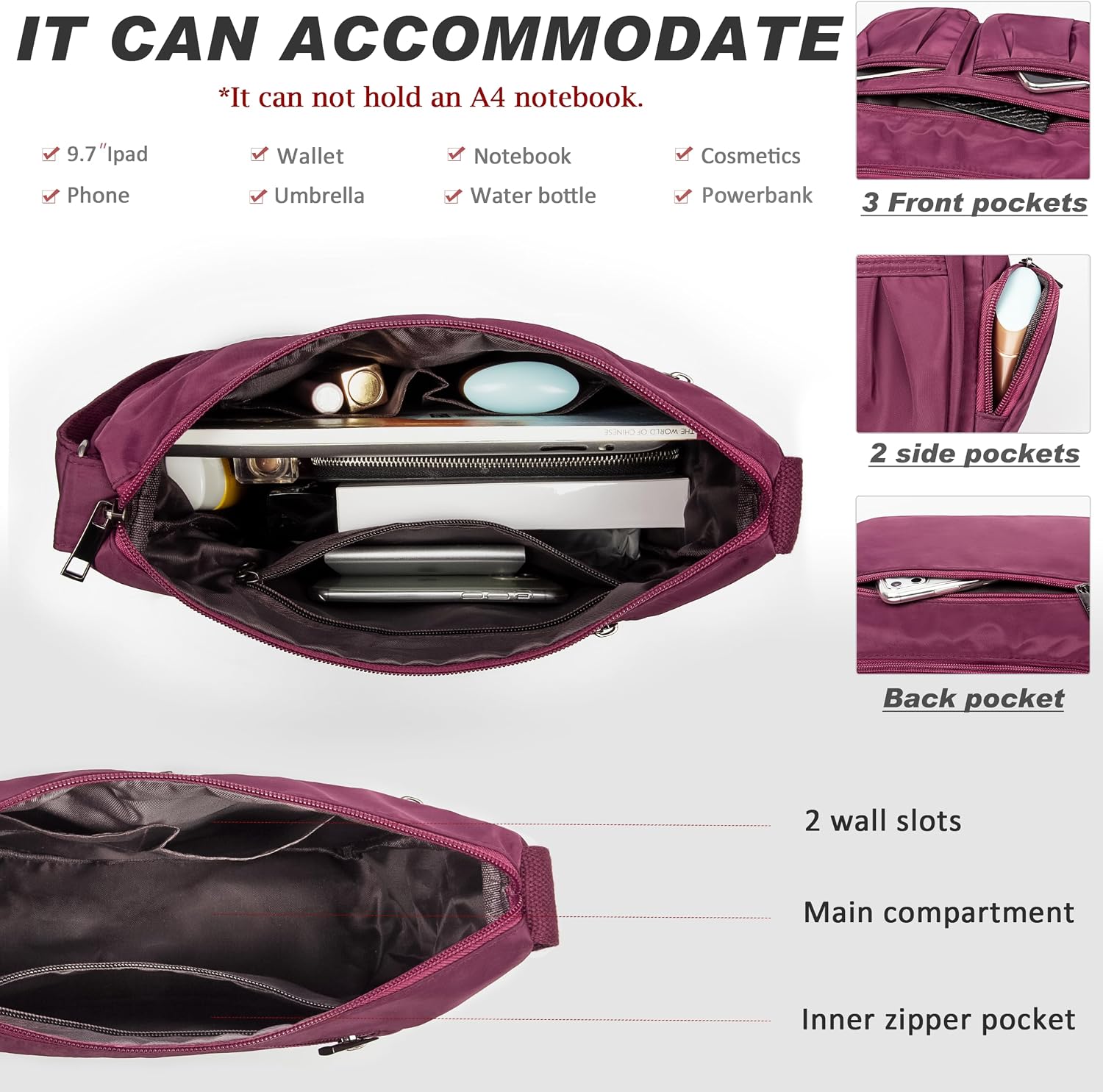 VOLGANIK ROCK Crossbody Purses for Women Shoulder Handbags Lightweight Waterproof Nylon Travel Bag Ladies Pocketbooks