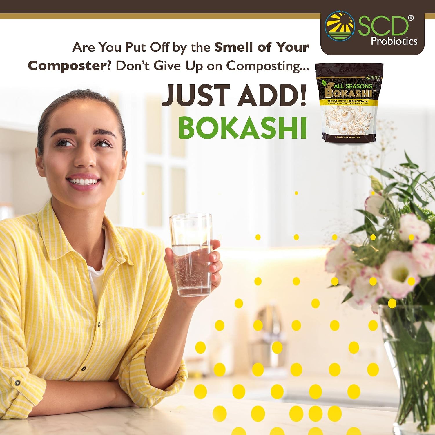 All Seasons Bokashi Compost Starter 2 lbs (1 Gallon) - Dry Bokashi Bran for Kitchen Compost Bin, Compost Food Pet Waste Quickly & Easily with Low Odor by SCD Probiotics | Fermented Wheat Bran, Reduces Odor, Absorbs Moisture, Compost Accelerator, For Kitc…