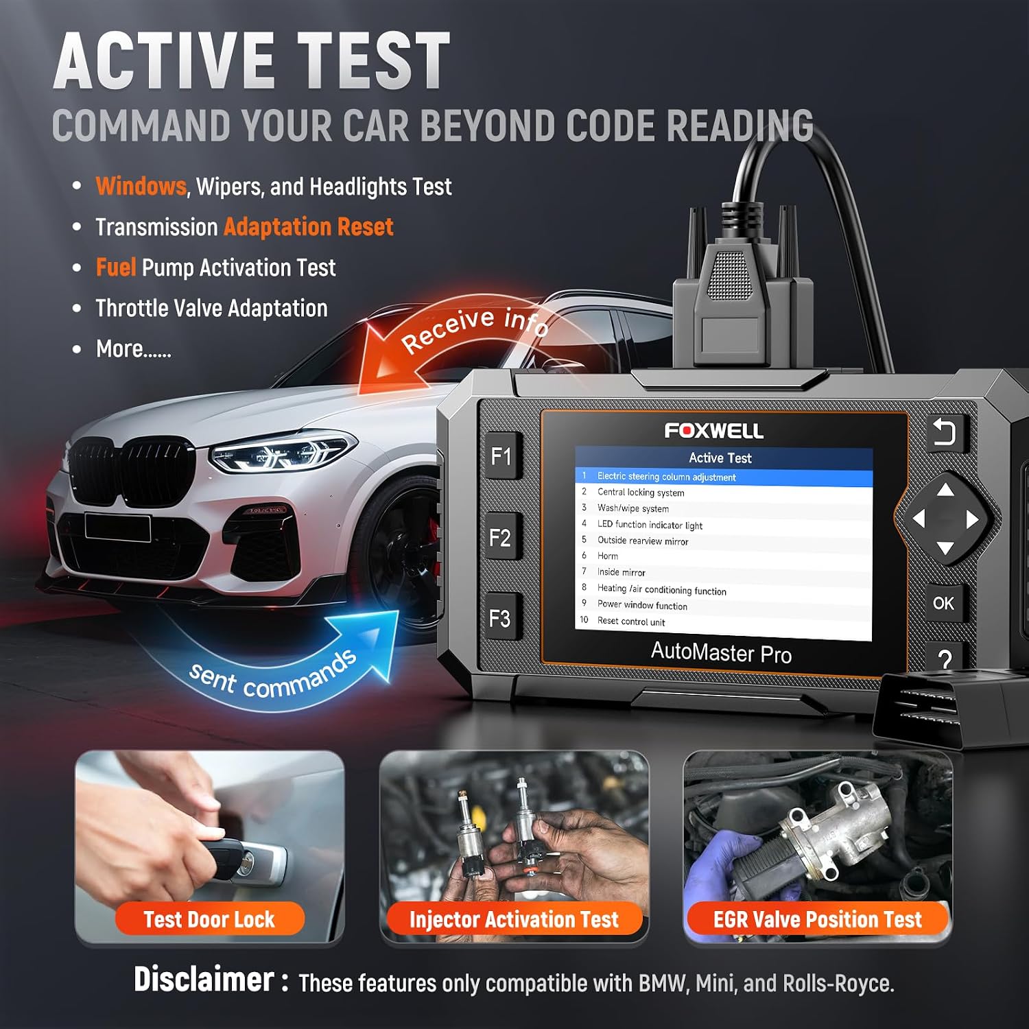 FOXWELL NT510 Pro fit for BMW, 2-in-1 Scan Tool & 12V Battery Tester | Full System Diagnostics, Bidirectional Control