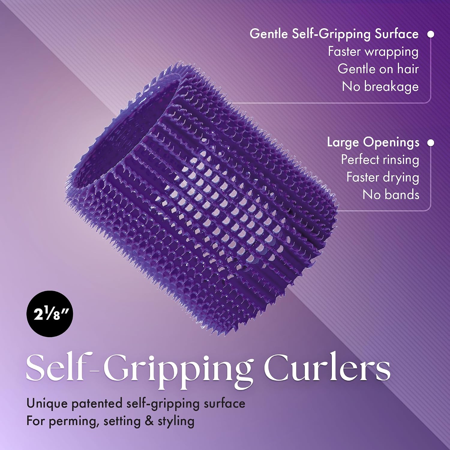 Olivia Garden Jet Set EZ Grip Self-Gripping Curlers - Hair Rollers for Setting or Perming - Style Curls and Waves