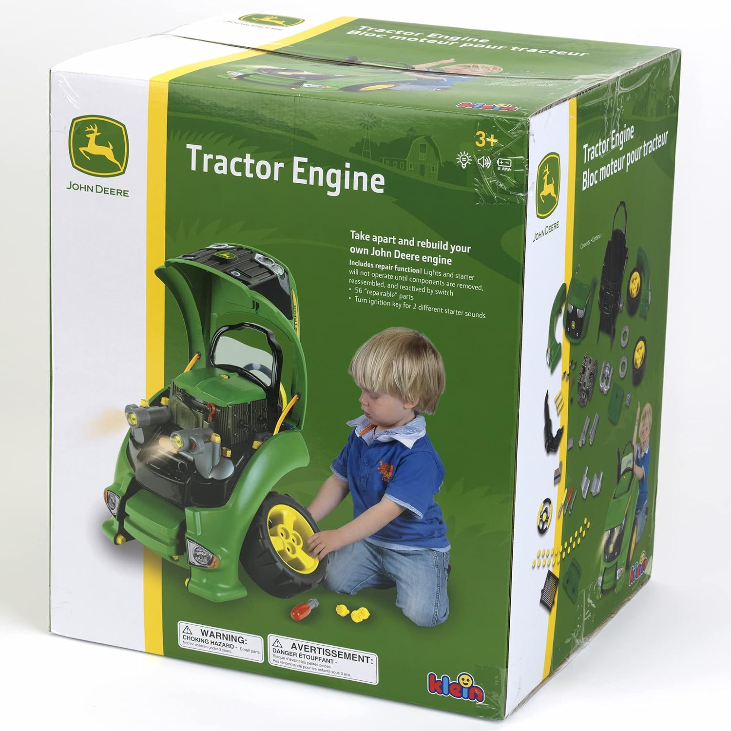 Klein John Deere Engine - Tractor Toy Set with 56 Repair Parts
