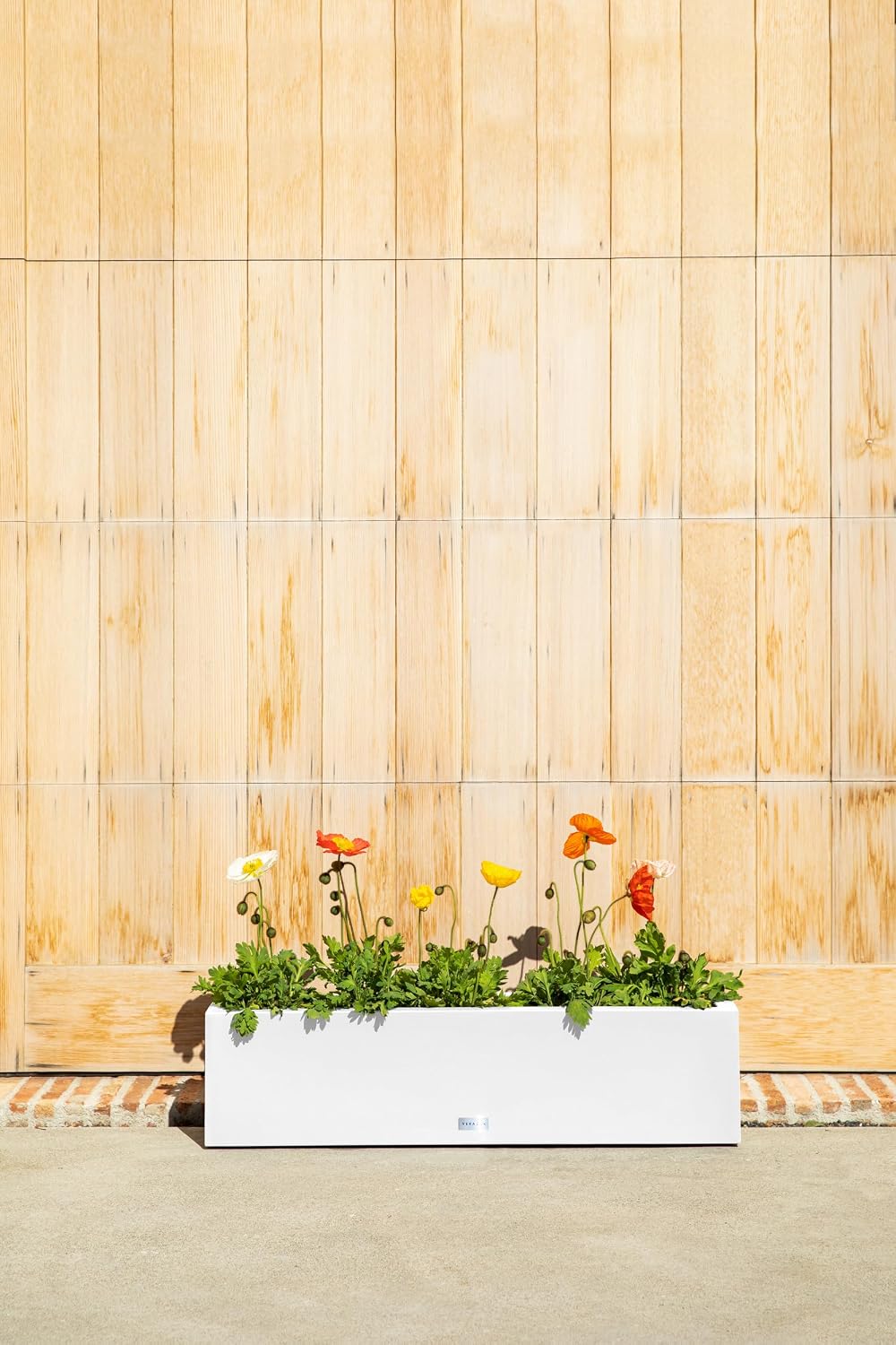 Veradek Block Series Trough Planter - Rectangular Outdoor Window Box | Made From Durable Plastic With Double-Walled Construction. Modern Patio/Tabletop Décor for Plants and Flowers
