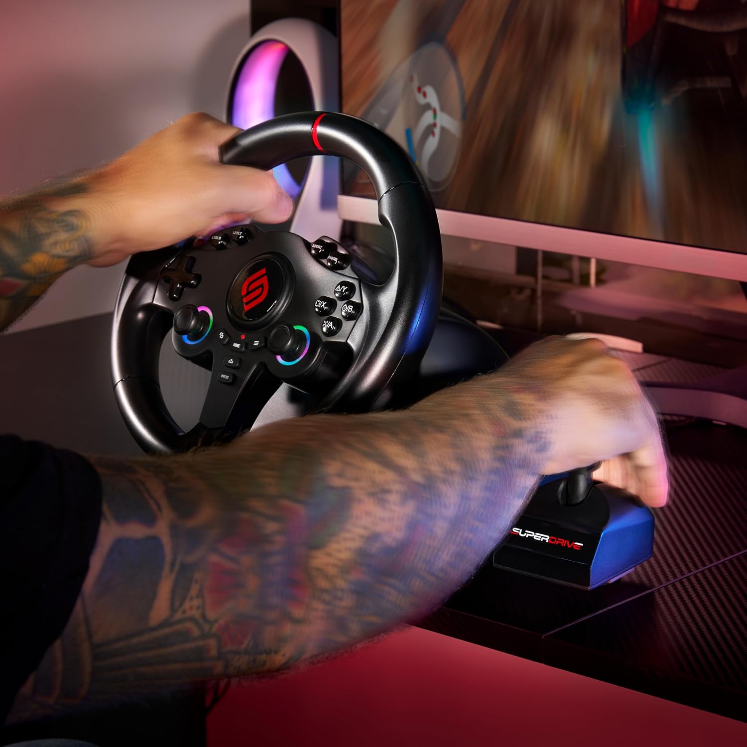 SUBSONIC Racing SV250 Gaming Steering Wheel Switch 2, PS4, Xbox & PC – 180°