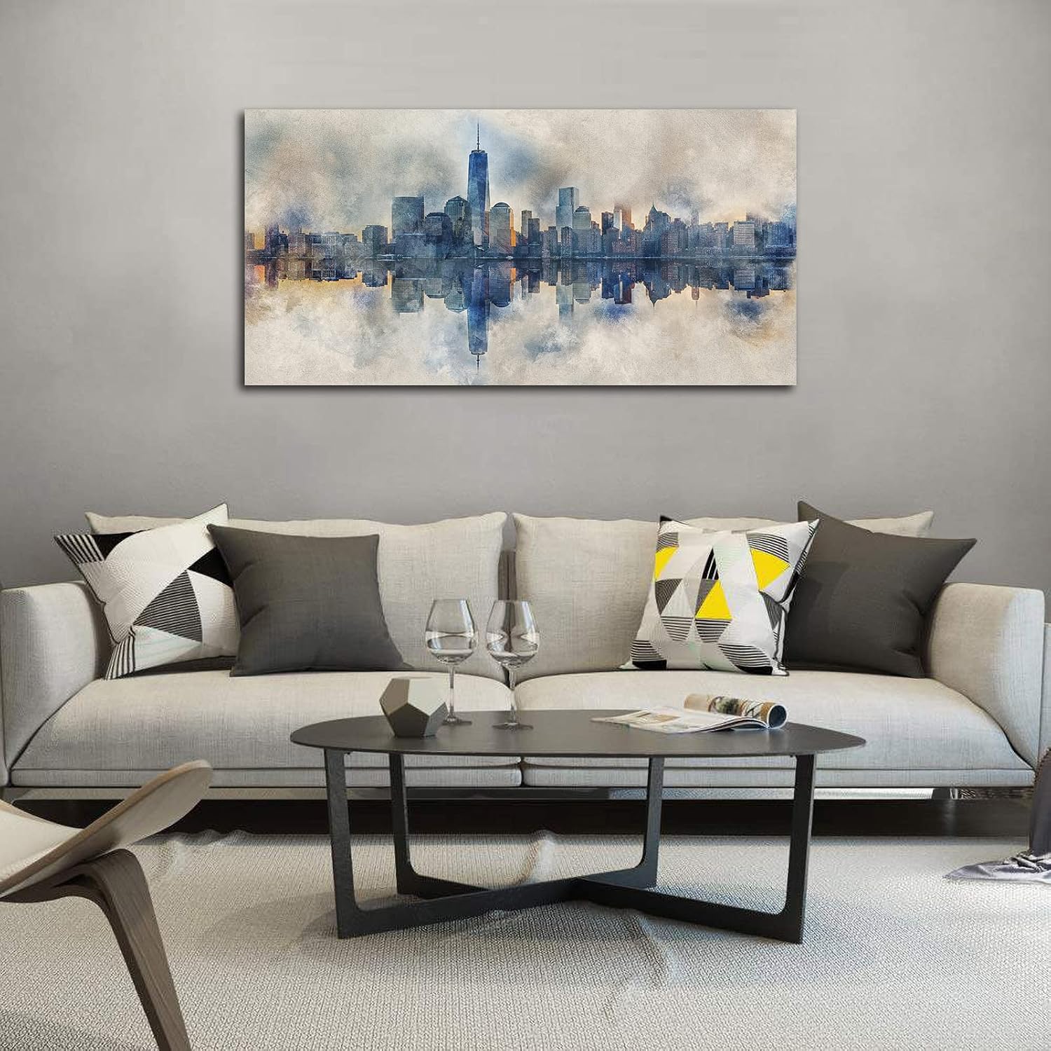 arteWOODS Ocean Wave Canvas Wall Art Beach Sunset Pictures Coastal Nature Artwork Blue Sea Painting Prints for Living Room Bedroom Home Office Decoration 20" x 40"