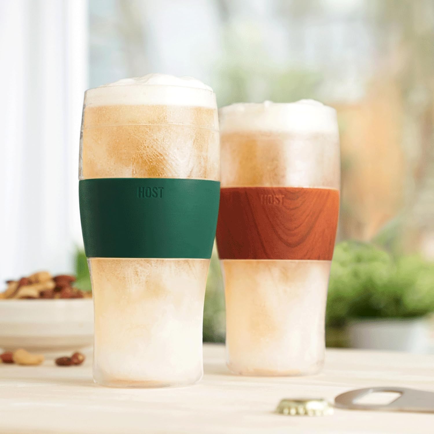Host FREEZE Beer Glasses, Frozen Beer Mugs, Freezable Pint Glass Set, Insulated Pint Glass to Keep Your Drinks Cold, Double Walled Insulated Glasses