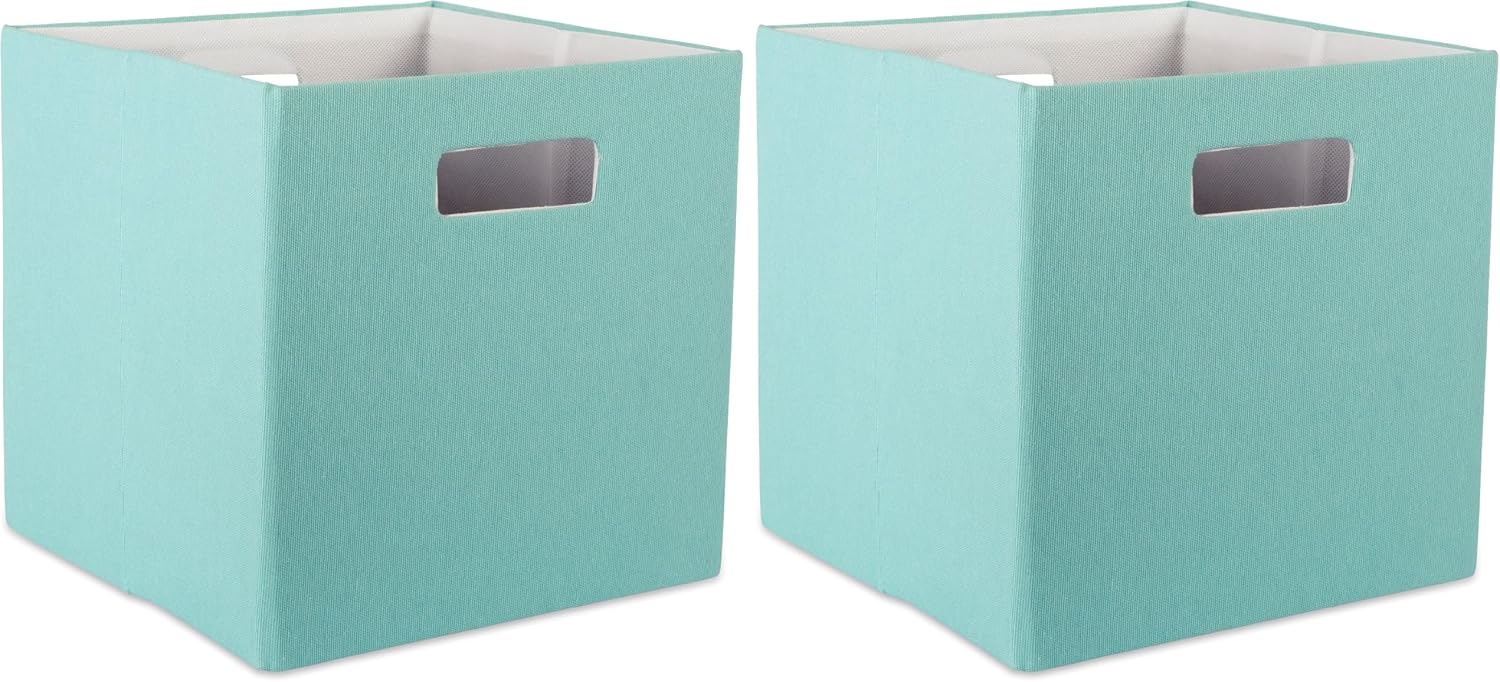 DII Fabric Storage Cube Organizer Bin 13x13x13 Foldable, Teal