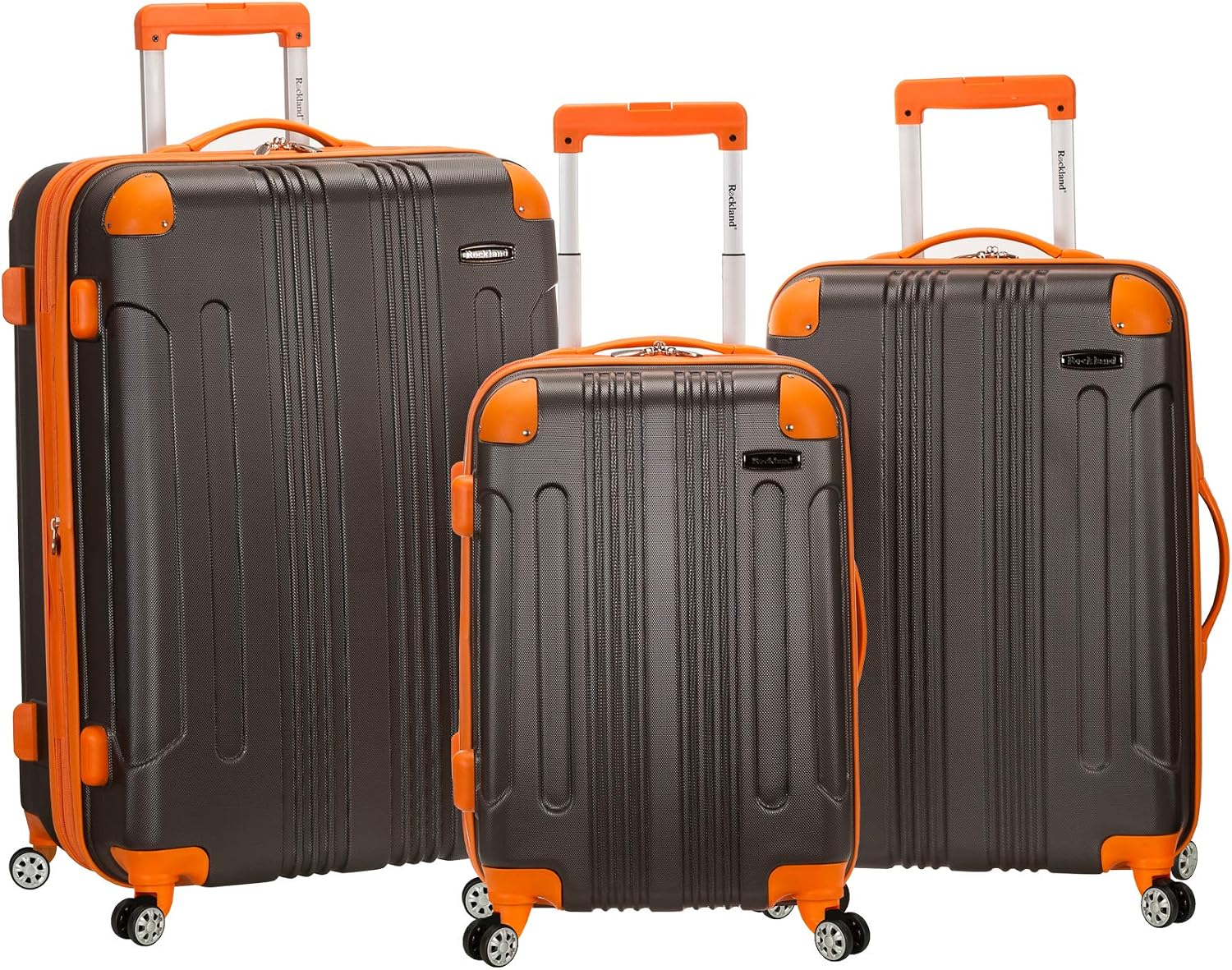 Rockland London Hardside Spinner Wheel Luggage, White, 3-Piece Set (20/24/28)
