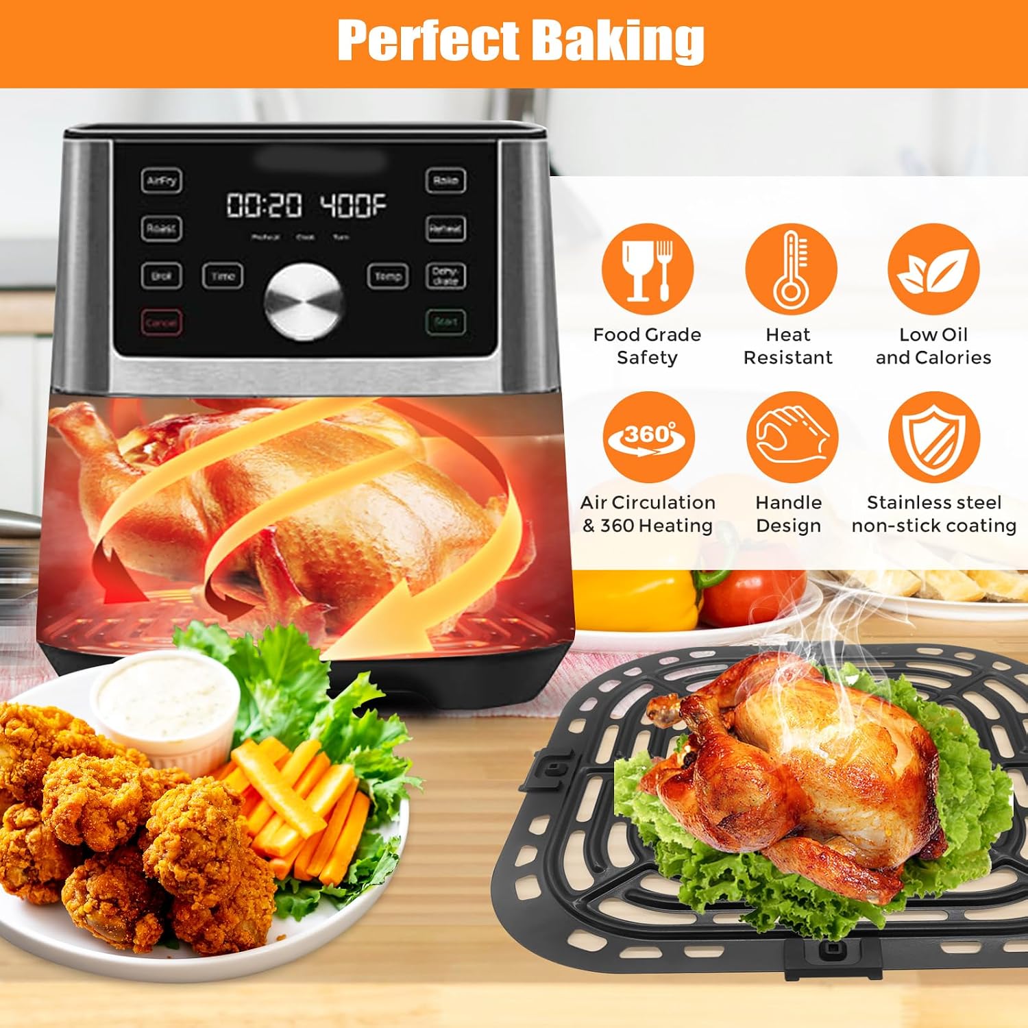 GXF Air Fryer Grill Pan for Instant Pot Vortex Plus 6 in 1 5.7QT 6 QT Gourmia GAF735 6 QT Air Fryer