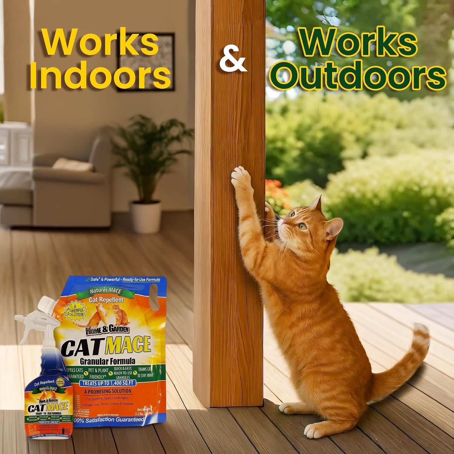 Nature's Mace Cat Mace Cat Repellent 40 oz Spray | Deterrent for Urine Marking, Keep Cats Away for Outdoor & Indoor Use, Scratching, Flowerbeds, Yards, Pets, Garden.