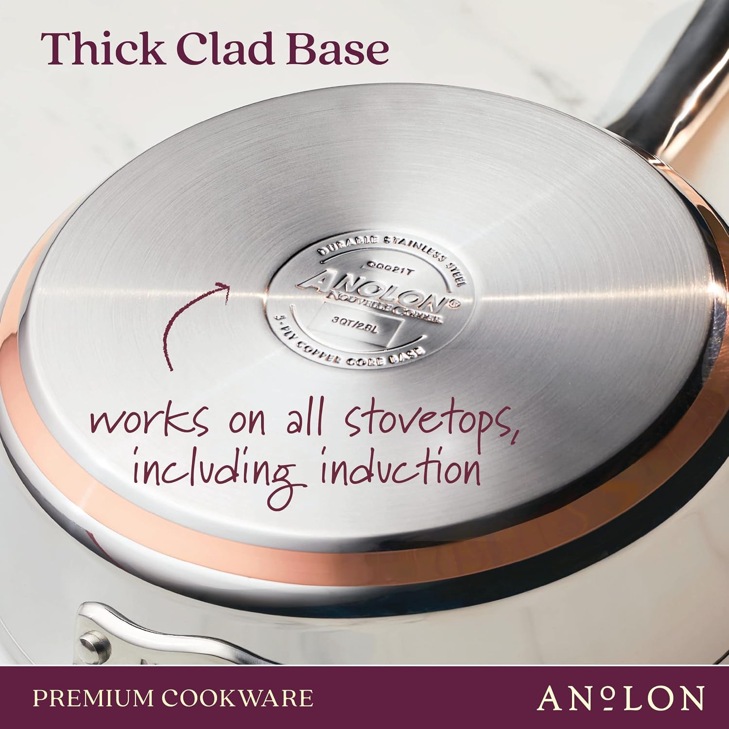 Anolon Nouvelle Stainless Steel Cookware Pots and Pans Set, 10 Piece | Stainless Steel Cookware Set with Lids, Oven Safe to 500°F, Durable Everyday Cooking, Dishwasher Safe