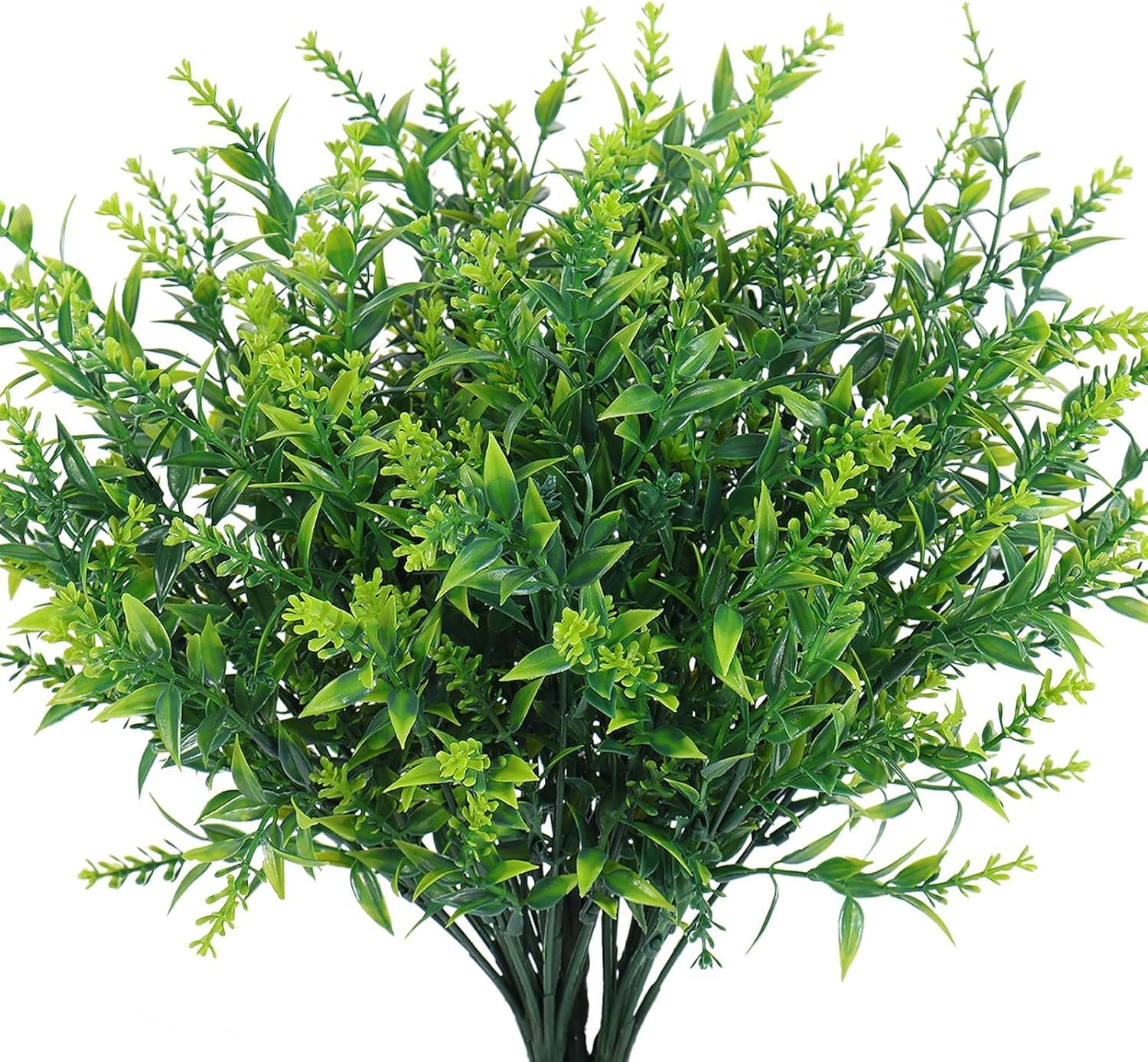 RECUTMS Artificial Greenery Lavender Fake Shrubs Flowers 8 Pcs UV Resistant