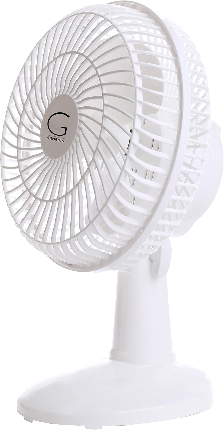 Genesis 6-Inch Clip Convertible Table-Top & Clip Fan Two Quiet Speeds - Ideal For The Home, Office, Dorm, More Off White