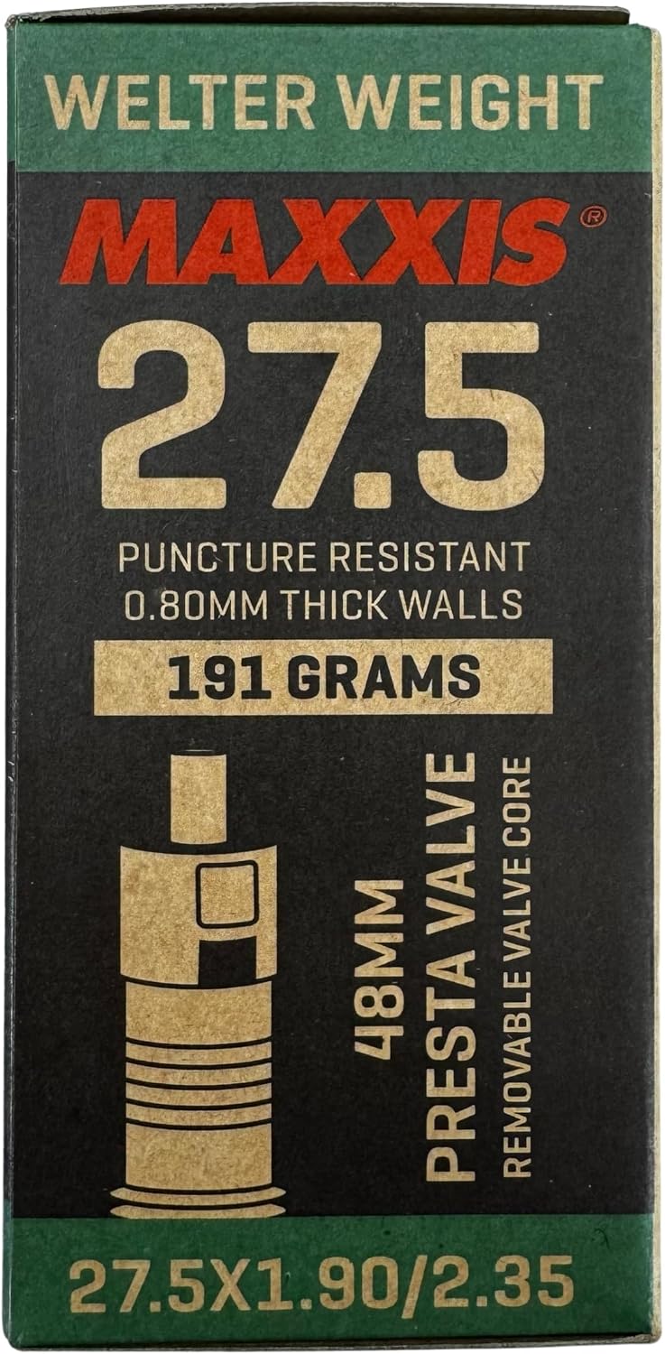 Maxxis 27.5" x 1.90-2.35" Welter Weight Bicycle Inner Tube | 48mm Presta Valve | Removable Valve Core | Puncture Resistant | MTB Bike Tube
