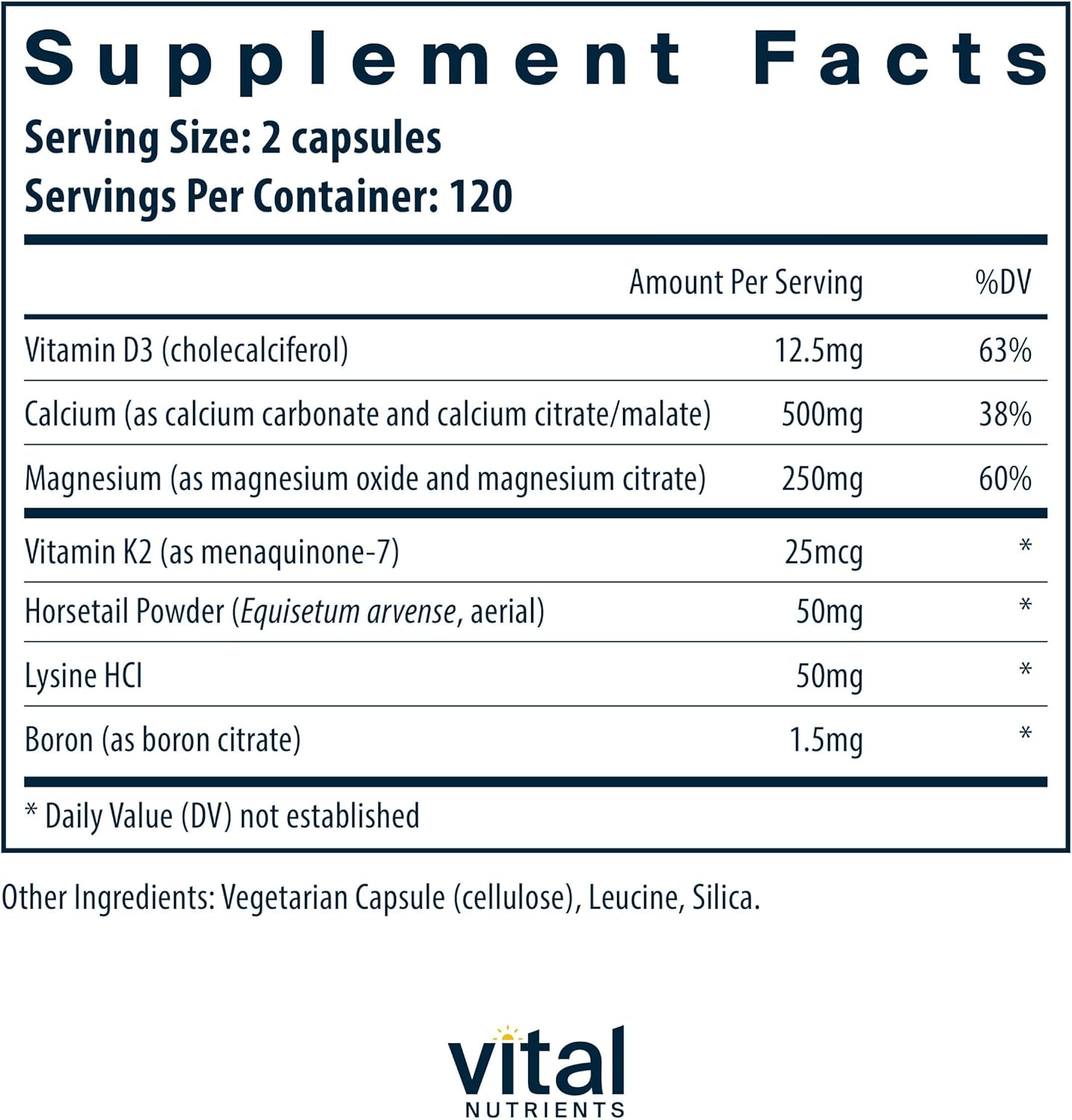 Vital Nutrients Osteo-Nutrients II - Vitamin K2 + D3, Calcium, Boron