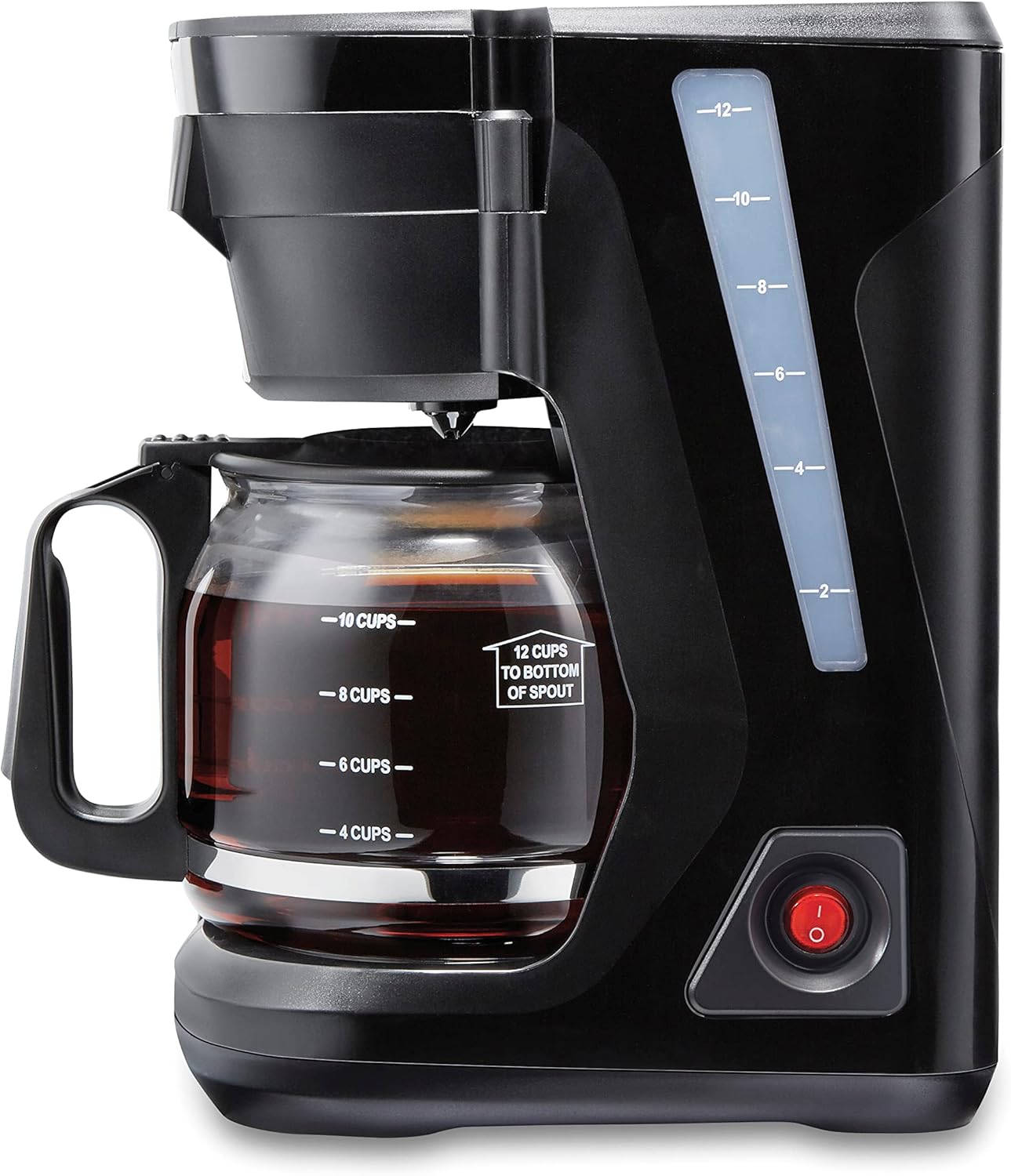 Proctor Silex Digital & Programmable FrontFill 12 Cup Drip Coffee Maker | Glass Carafe | Compact | Auto Shutoff | Black & Silver | 43685PS